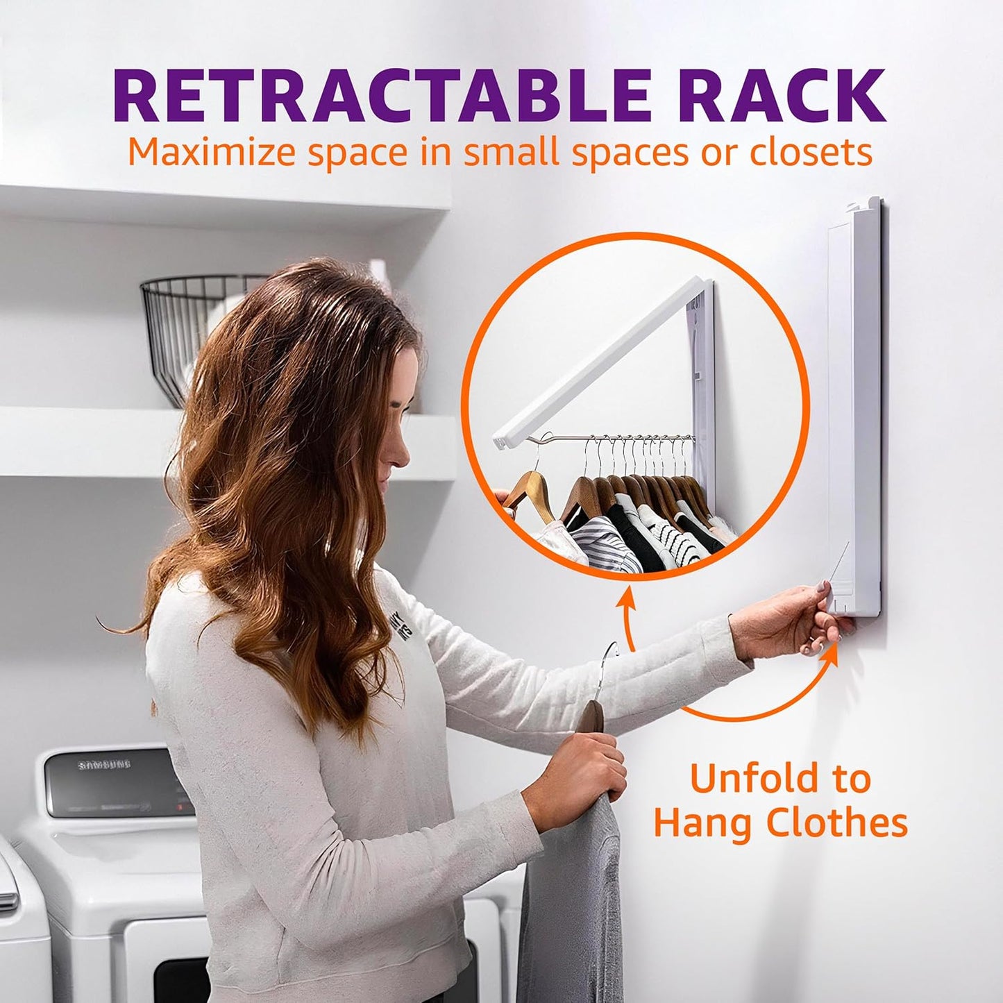 InstaHanger - Wall Mounted Drying Rack - The Original Collapsible Clothes Drying Rack and Storage