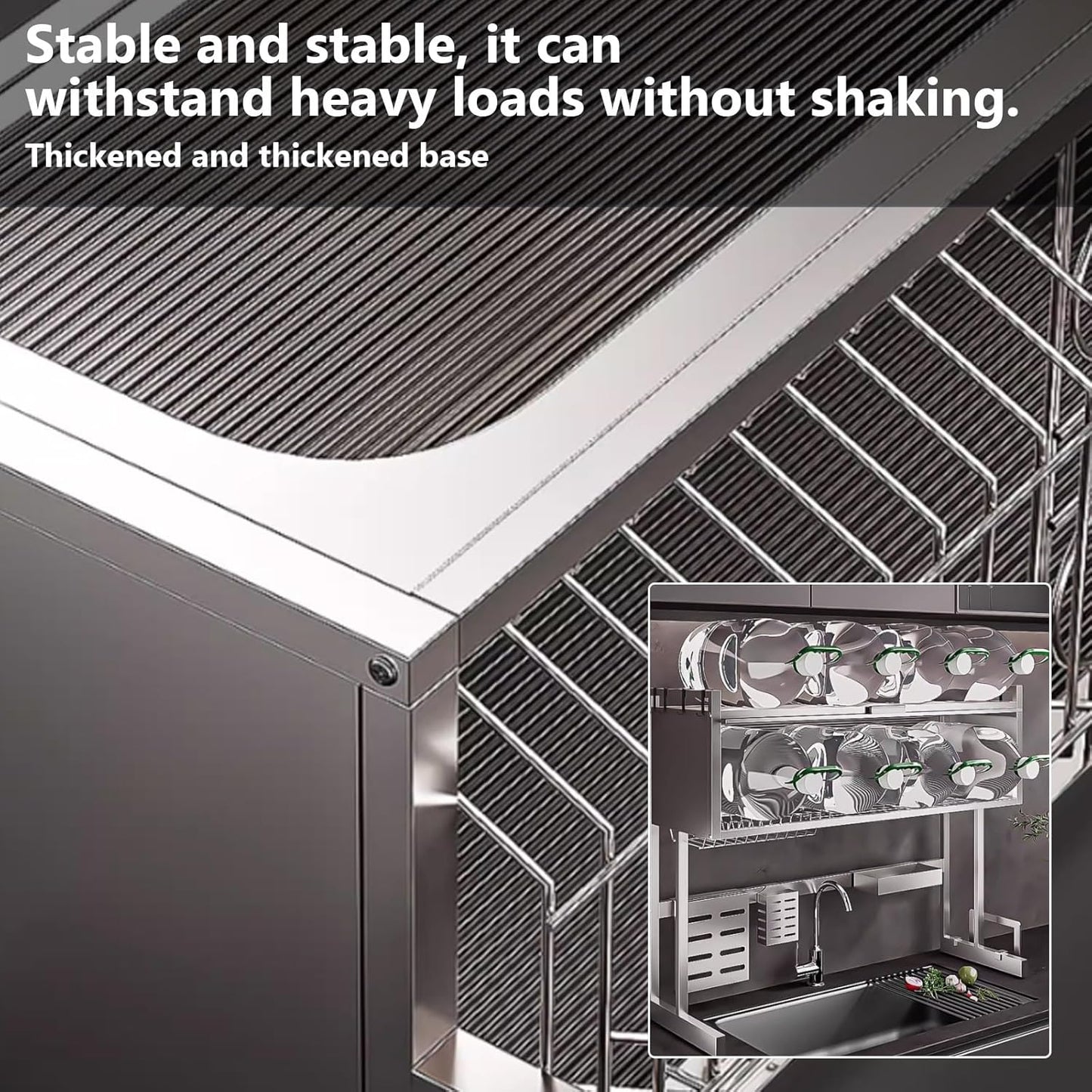 Home Furnishing Dish Rack Over Sink Stainless Steel Over The Sink Dish Drainer Drying Rack Space Kitchen Sink Rack Multifunctional countertop Dish Storage Rack Sink(Metallic,105cm/41.3in)