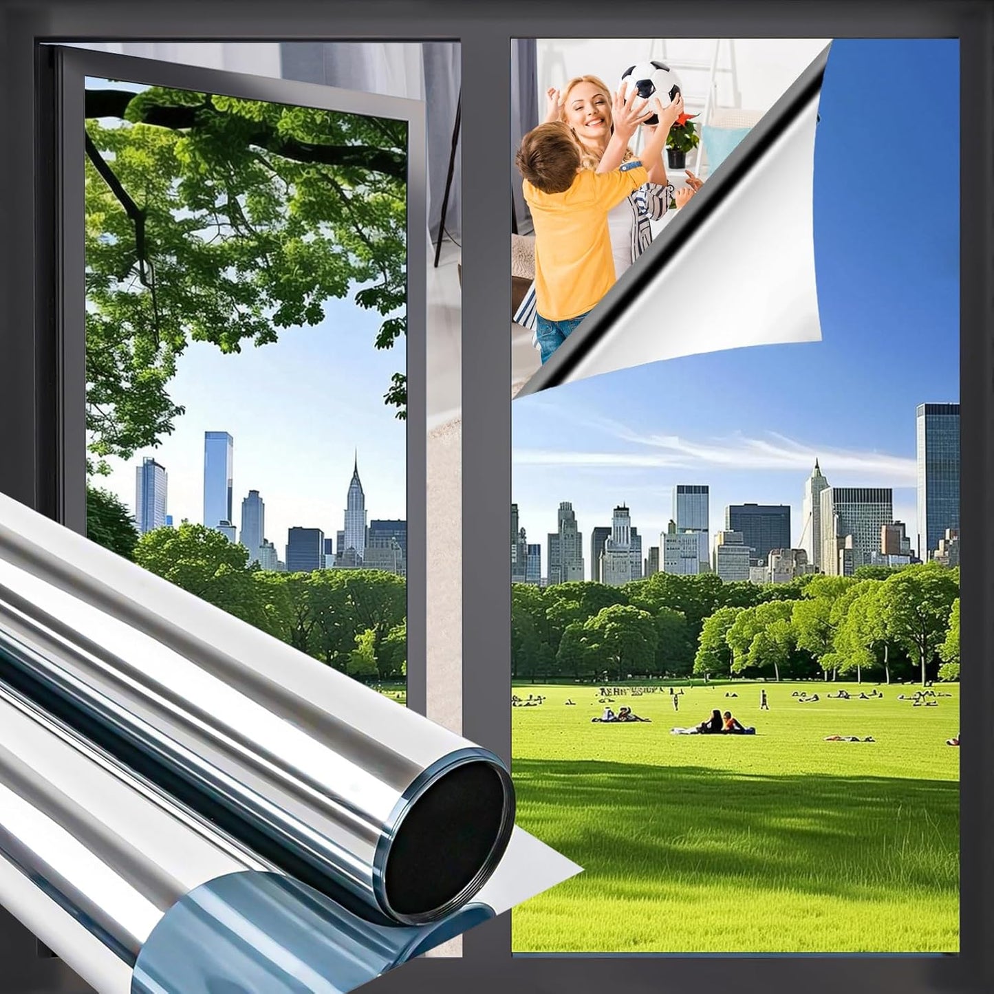 Niviy Window Tint One Way Window Privacy Film See Out Not in 23.6 x 78.7 Inch Window Tint for Home Heat Blocking Anti UV Glass Door Mirror Reflective Window Film, Silver