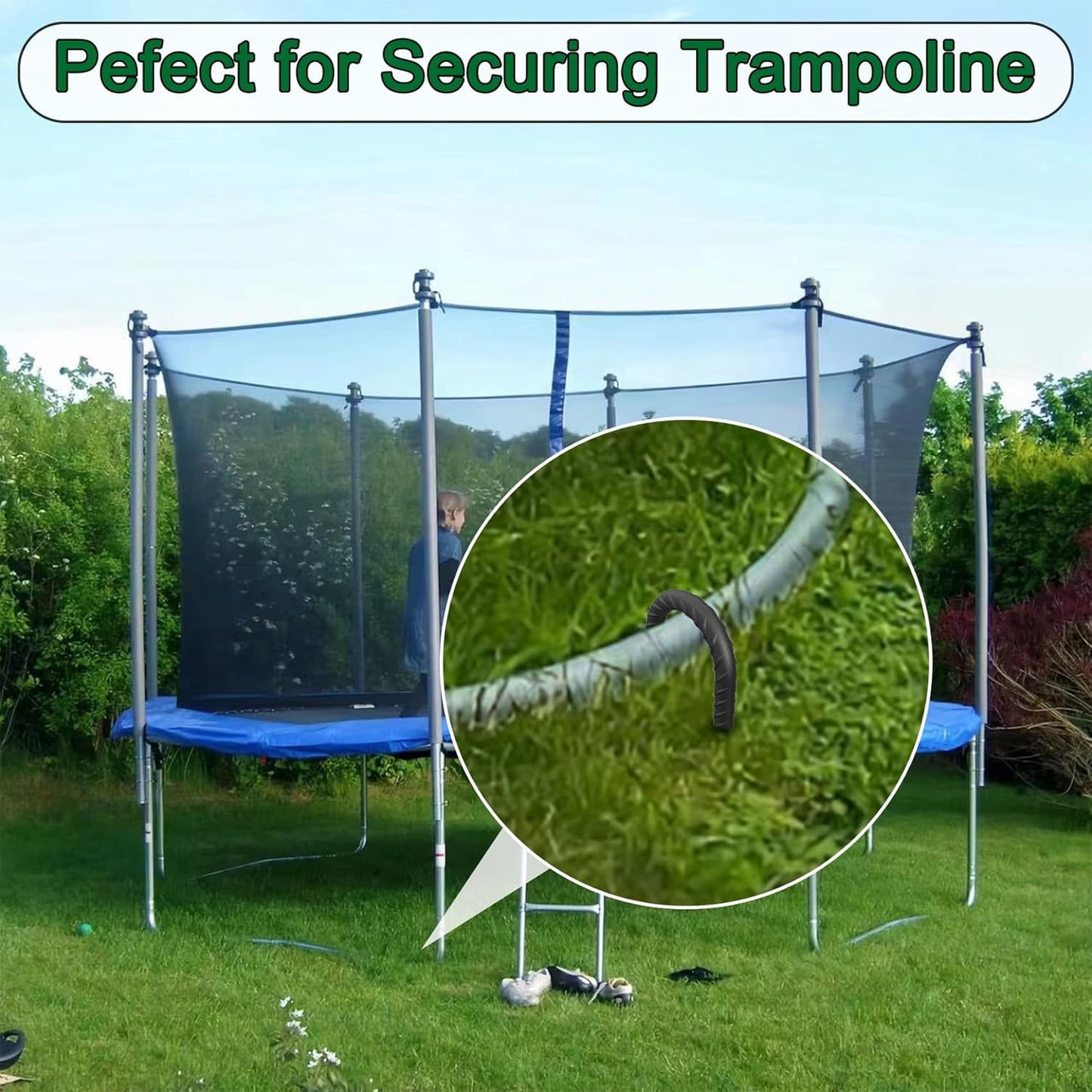 16 Inch Ground Rebar Stakes Heavy Duty J Hook Ground Anchors 40 Pack, Tent Stakes with Chisel Point End, Chain Link Fence Spikes for Bounce House, Gazebos and Outdoor Decorations Inflatables