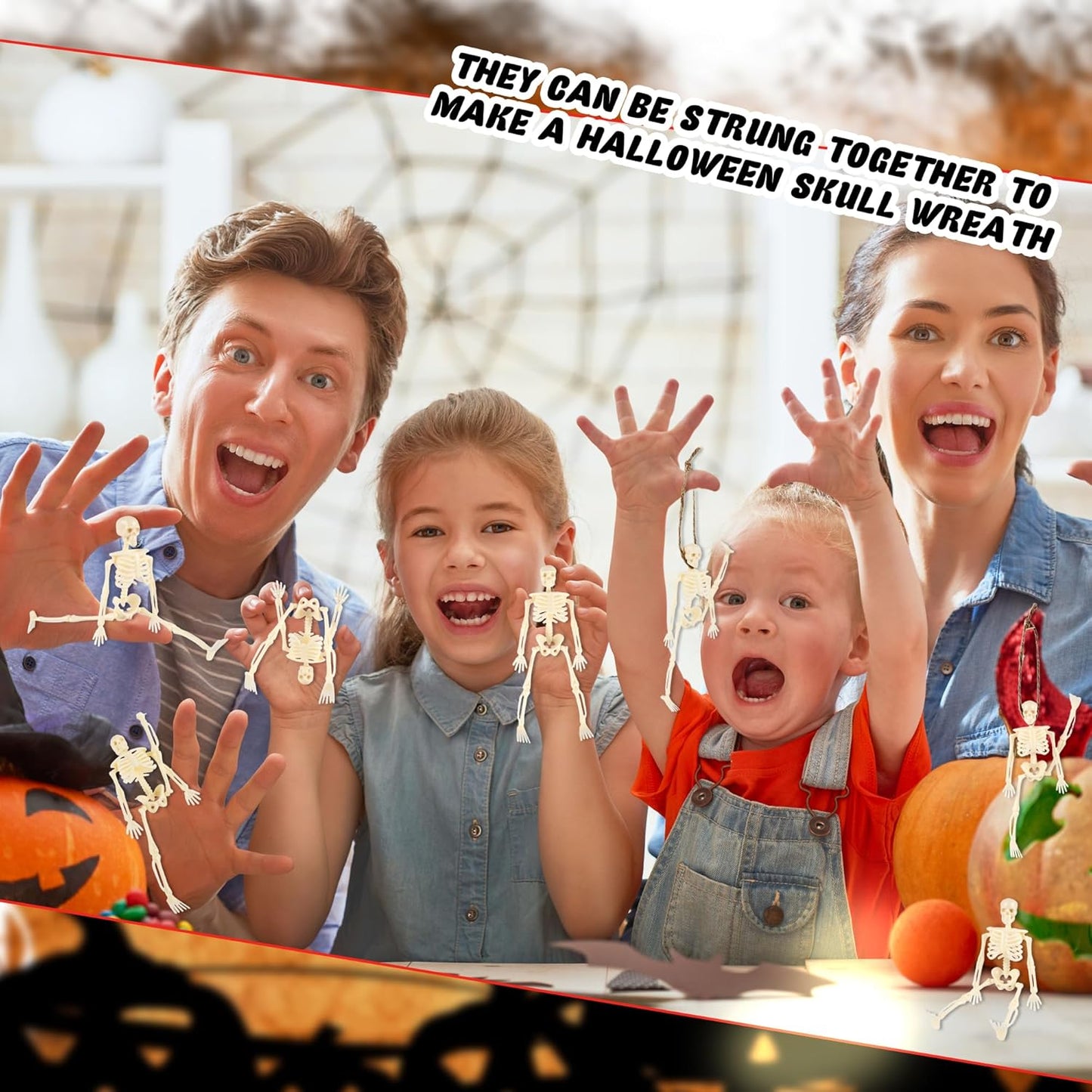 30 Pcs Halloween Mini Skeleton Figurine Decoration 6" Full Body Small Posable Skeletons Plastic Bones with Movable Joints Skeleton Figure for Halloween Garden Graveyard Haunted House Party Decor