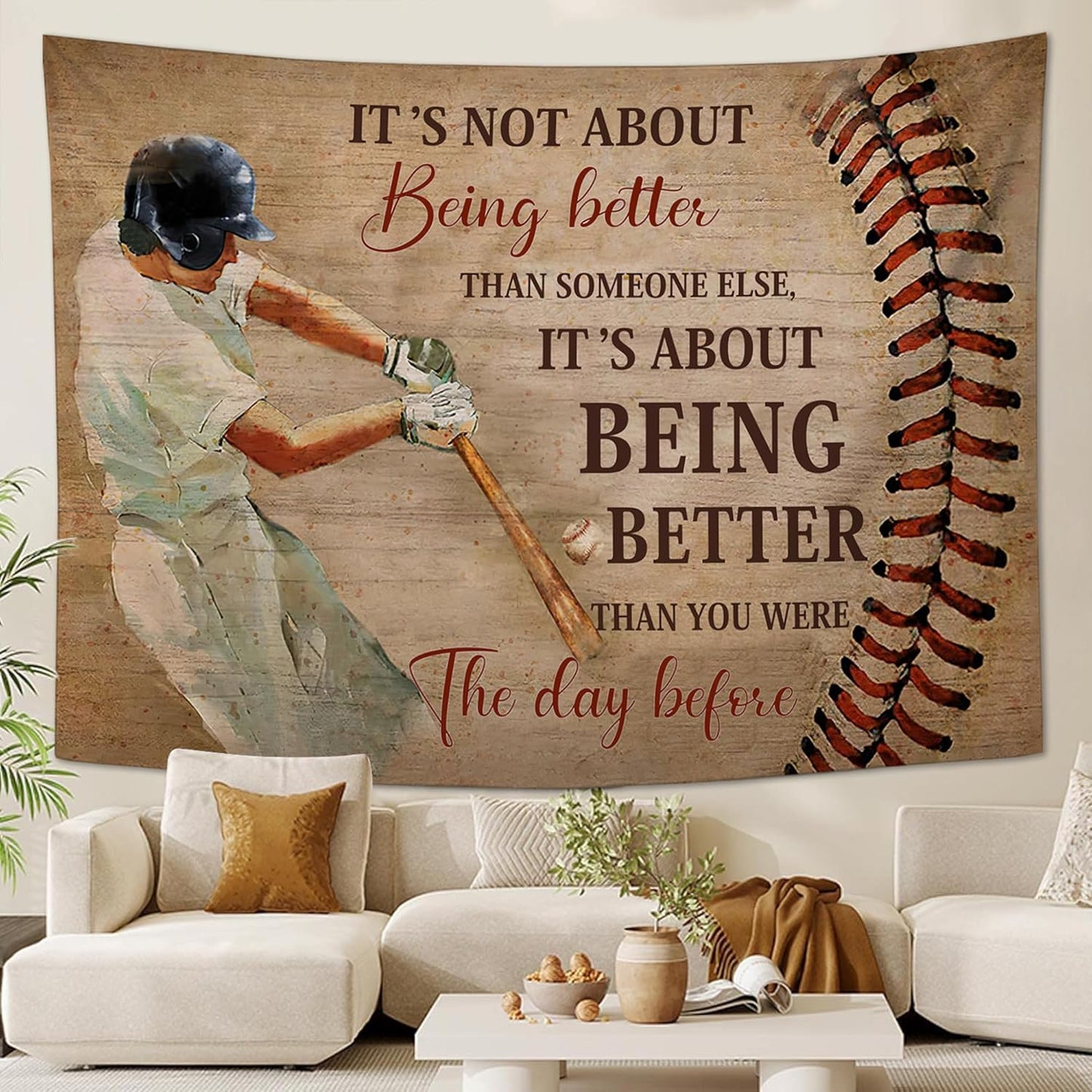 yowecso Baseball Tapestry Sport Theme Tapestry Wall Hanging for Bedroom Baseball Tapestries Aesthetic Wall Decor for Home Dorm Living Room 60"x90"