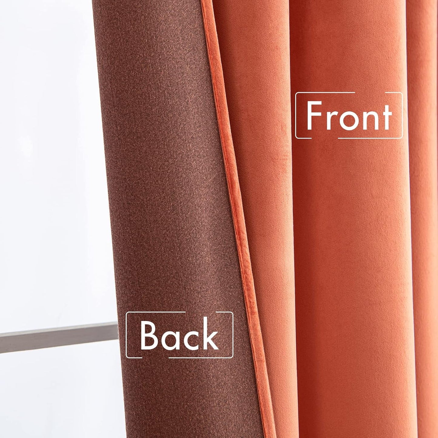 MIULEE Fall Burnt Orange Velvet Curtains 84 Inches Long 2 Panels - Back Tab and Pleated Luxury Window Curtains for Bedroom Living Room Blackout Thermal Insulated Soft Drapes Terracotta Rust Decor