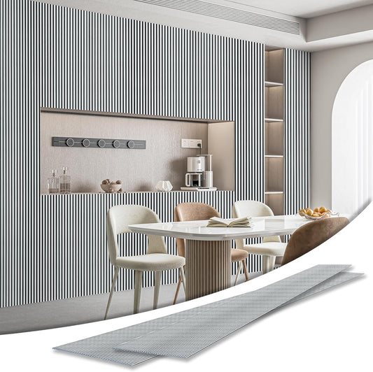 Art3d 4-Pack Glue-On Fine Bar Wainscoting Panel for Interior Wall Decor - 104 x 12 Inch Polystyrene Ultralight Slim Slat Wall Panels for Living Room Bedroom, Poplar