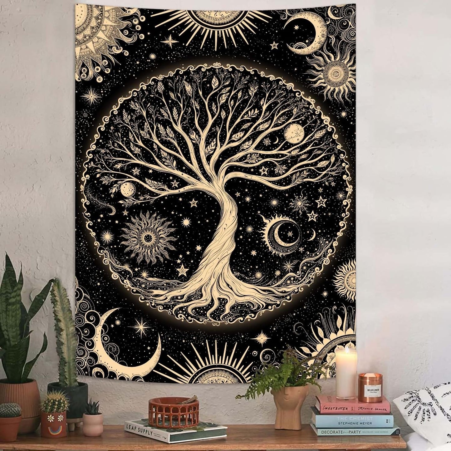 Lunerfex Tree of Life Tapestry Starry Sky Wall Tapestry, Vintage Tapestries for Bedroom Ceiling Tapestries Wall Hanging for Bedroom Living Room Decor Tree-3 36"x48"