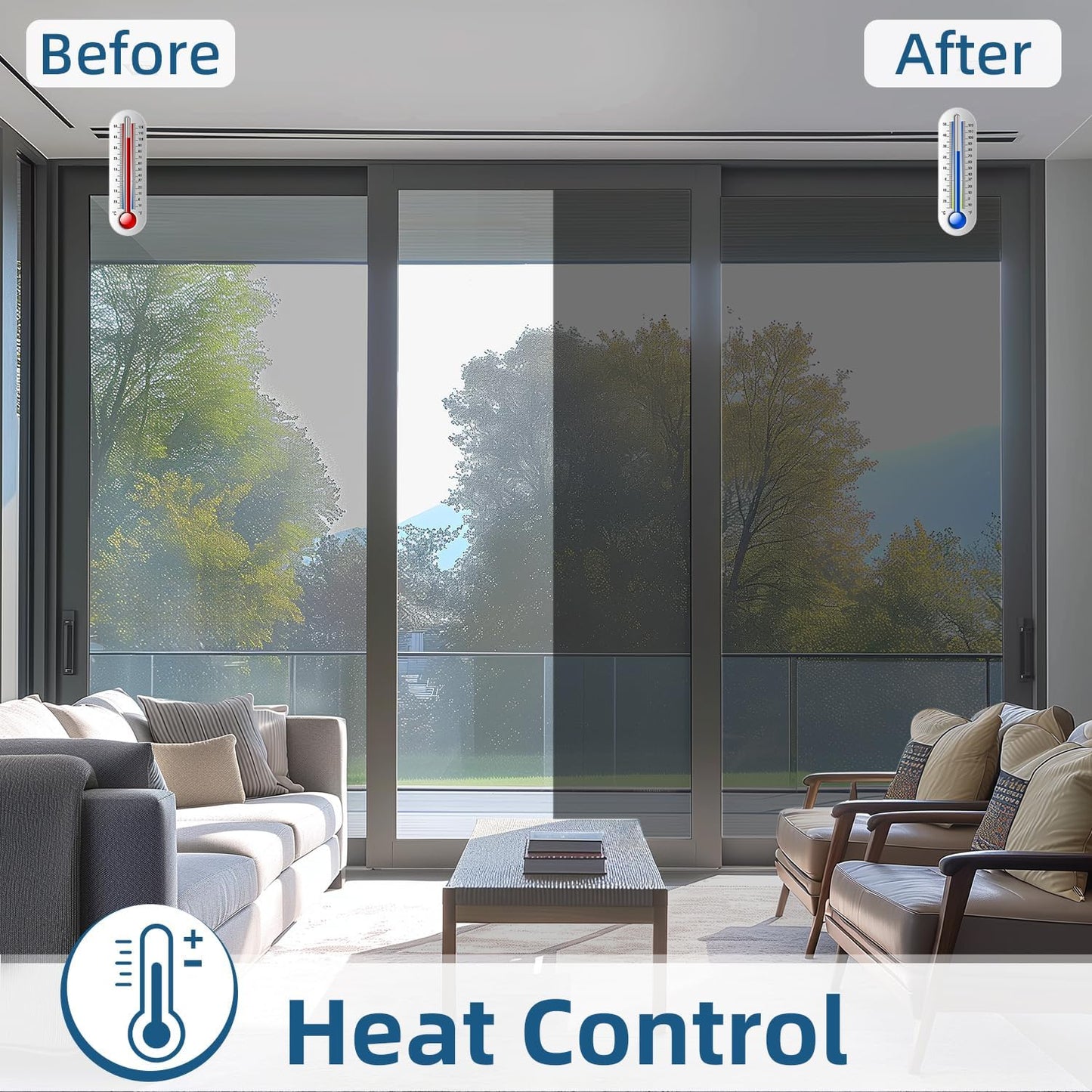 DUOFIRE One Way Window Film Privacy See Out Not in Heat Blocker Window Tint Reflective Mirror Windows Tinting Film for Home Static Cling Anti-UV Sun Blocking Windows Covering（Black, 17.4x157.4in）