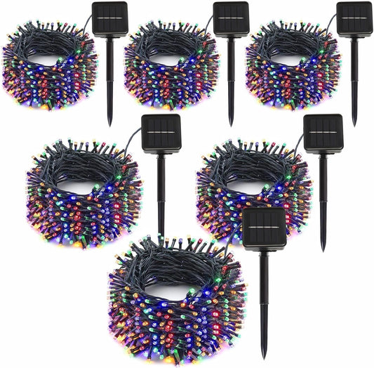 6-Pack Solar String Lights, 600 LED Extra-Long 236Ft Solar Christmas Lights Outdoor Waterproof, 8 Modes Multicolor Led Outdoor Light for Garden, Patio, Wedding, Christmas Decorations