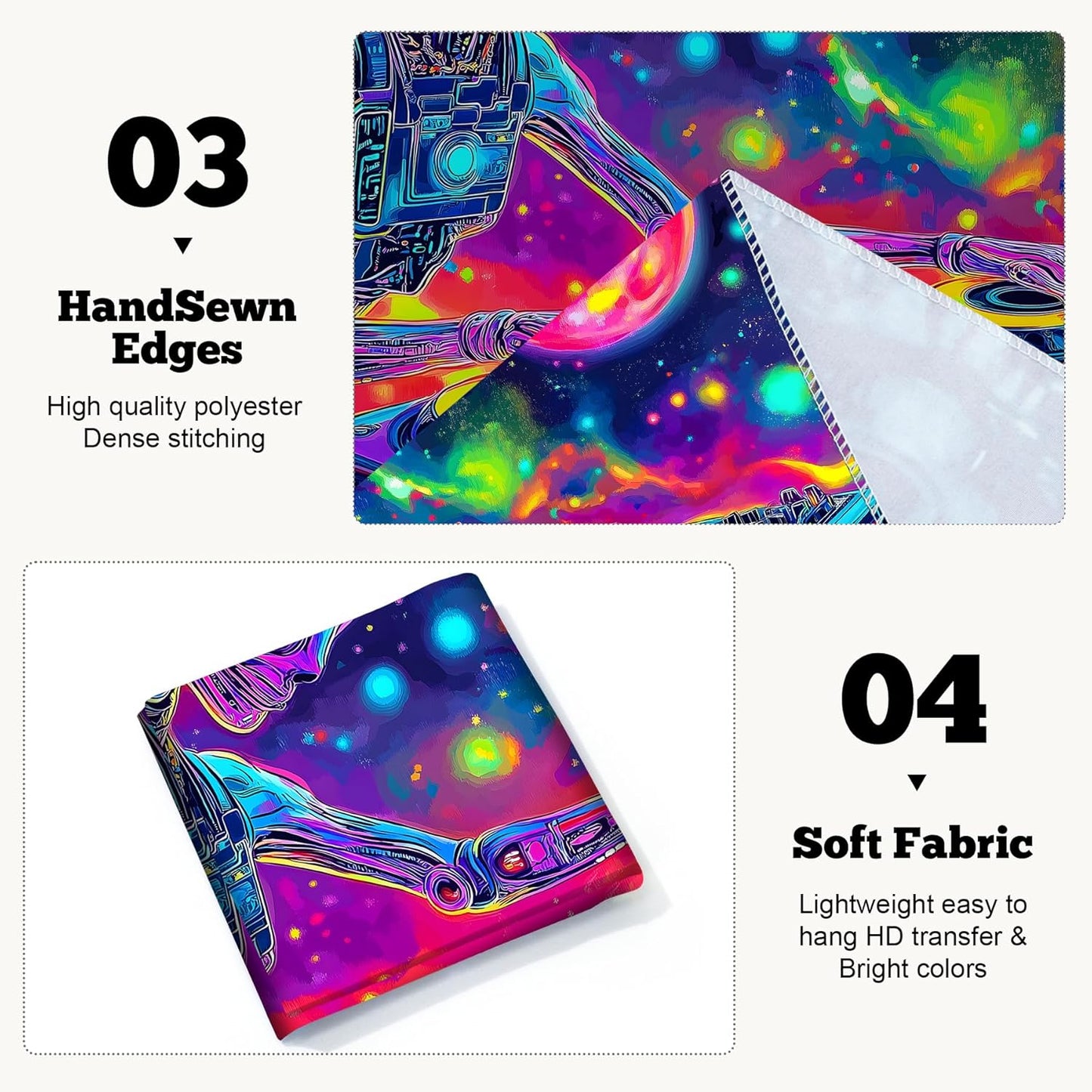 BVBOX Blacklight Space Alien Tapestry 79"x59", UV Reactive Glow in Dark DJ Alien Universe Galaxy Planet Music Tapestries, Black Light Neon Upright Poster Wall Hanging Backdrop Decor for Bedroom Living Room