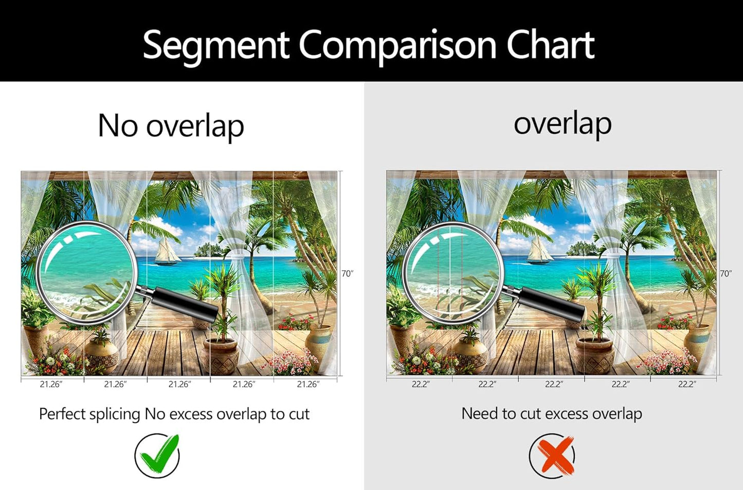 WFBHUA-Wall Mural Tropical Beach Palm Tree Wallpaper Balcony Window Seascape Landscape Wallpaper for Bathroom Living Room Bedroom (Not Peel and Stick)