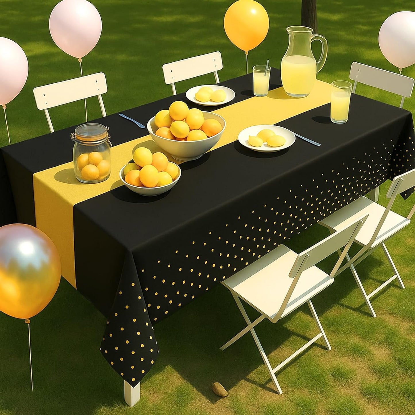 3Pcs Graduation Tablecloth,Graduation Decorations 2025,Black and Gold Retirement Party Decorations for Rectangle Tables,54"x108" Disposable Plastic Table Cloth for Congrats Grad Party Birthday Wedding