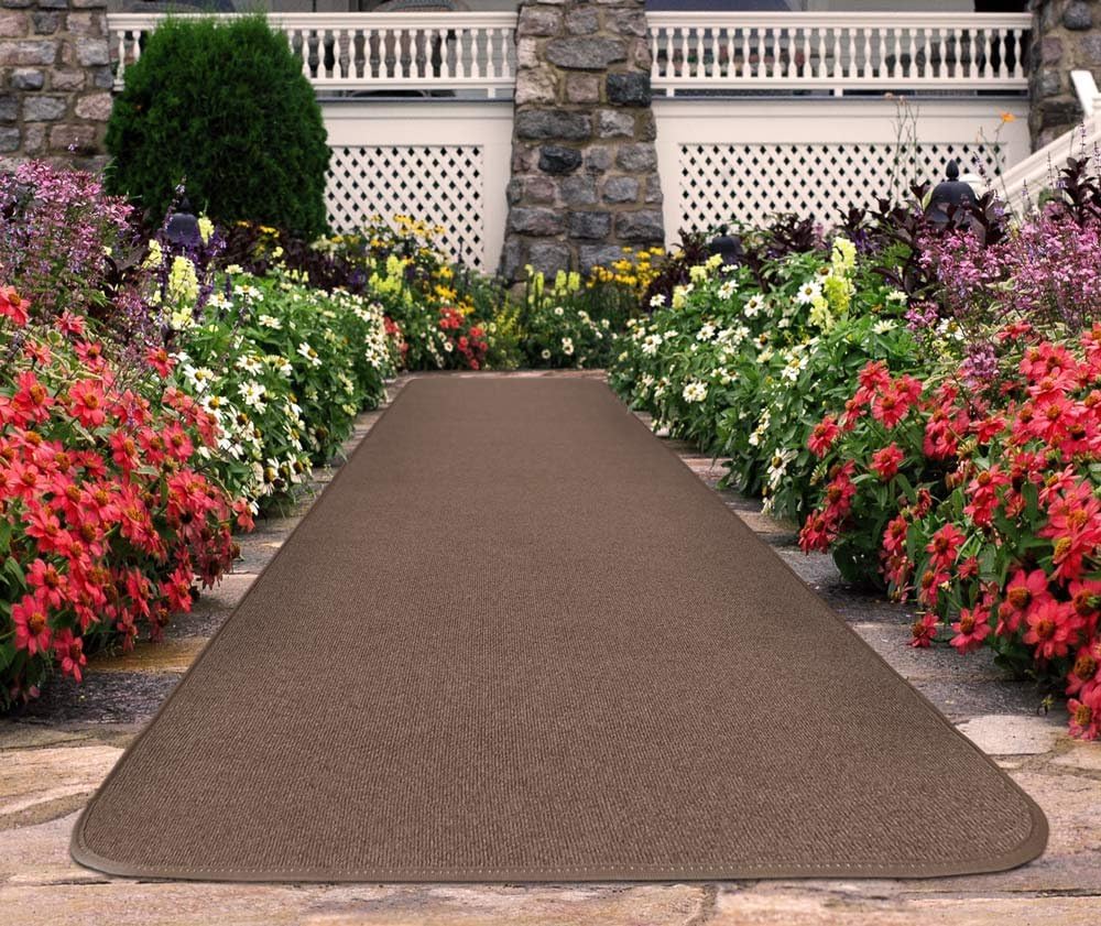 House, Home and More Outdoor Carpet Runner - Brown - 4 Feet x 20 Feet