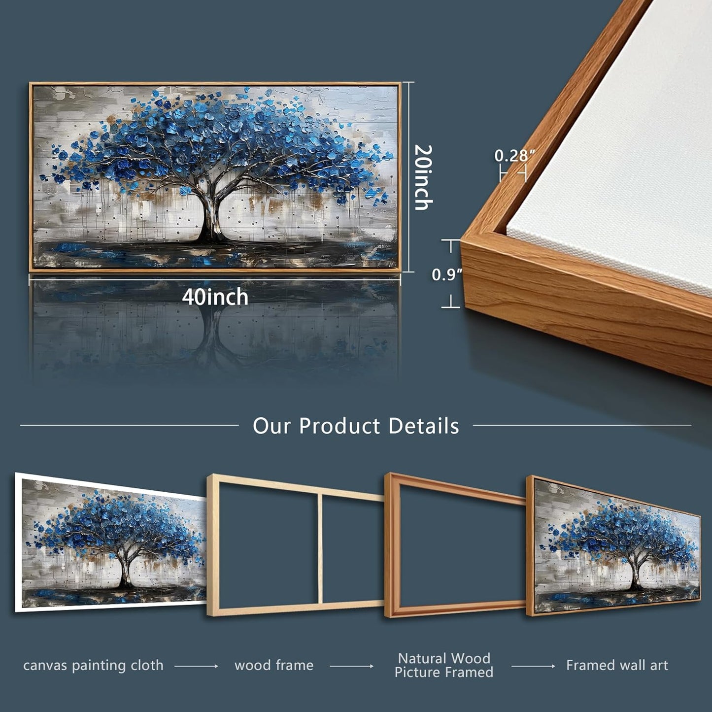 hyidecorart Abstract Wall Decoration For Living Room Canvas Wall Art For Office Bedroom Decor Tree Panoramic Landscape Wall Paintings Wood Framed Prints Textured Pictures Artwork Modern Hotel Decor