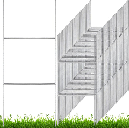 200 Pcs H Stakes for Yard Signs 24'' x 10'' Metal Heavy Duty H Frame Lawn Wire Stakes Weatherproof Metal Sign Holder Bulk for 4mm 5mm Corrugated Signs Board Guidepost Yard House Garden Decor