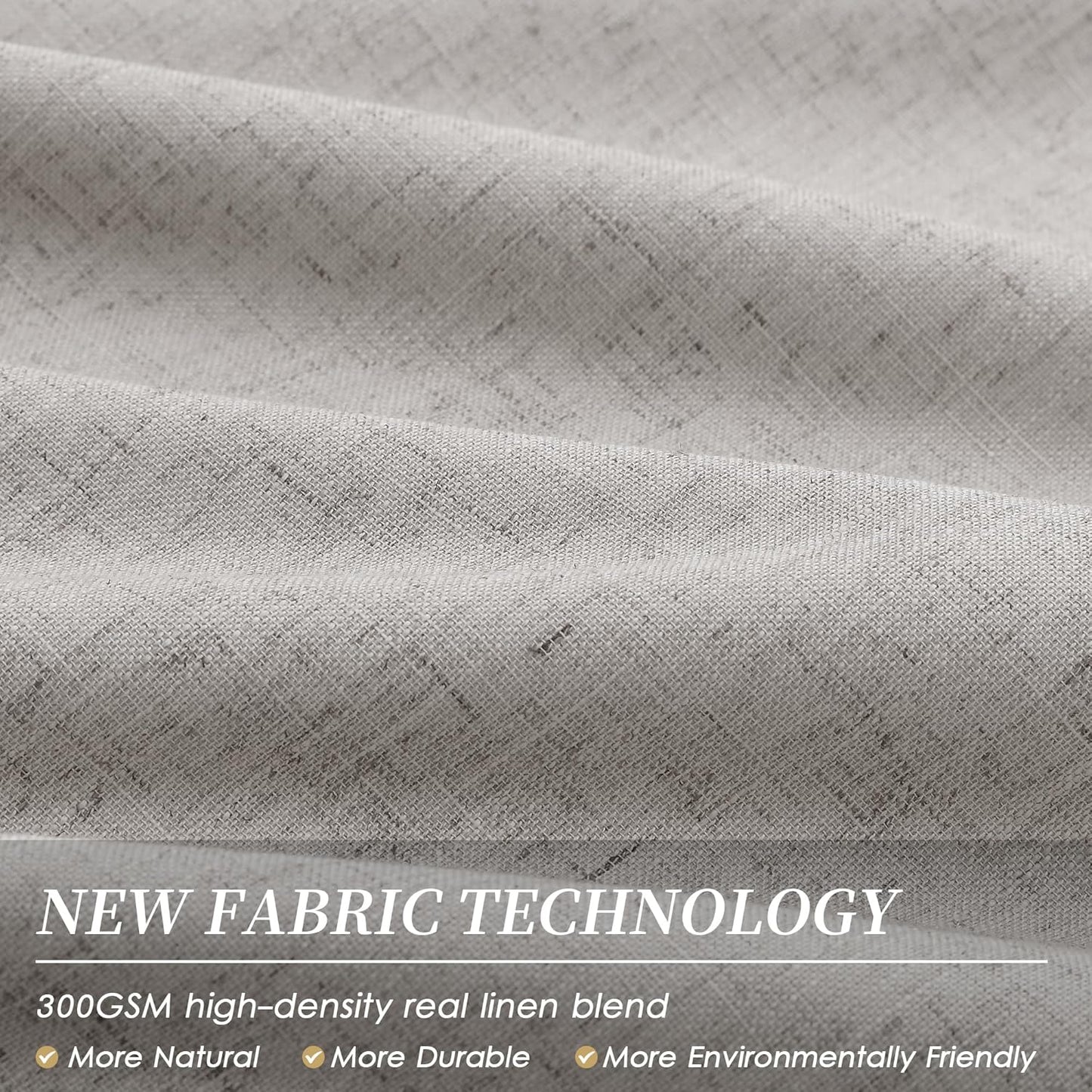 Silver Gray Linen 100% Blackout Curtains for Bedroom 102 Inch Long 2 Panels Window Curtain Floor To Ceiling Length for Living Room Sliding Glass Door Back Tab Linen Room Darkening Drapes 52x102