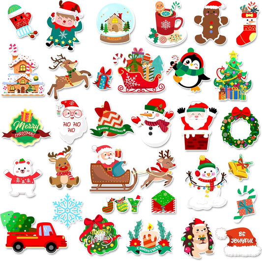 Window Clings Stickers for Kids Window Gel Clings Decals Thick Gel Clings Toddlers and Adults Classroom Home Nursery Airplane Birthday Party Supplies (Merry Christmas)