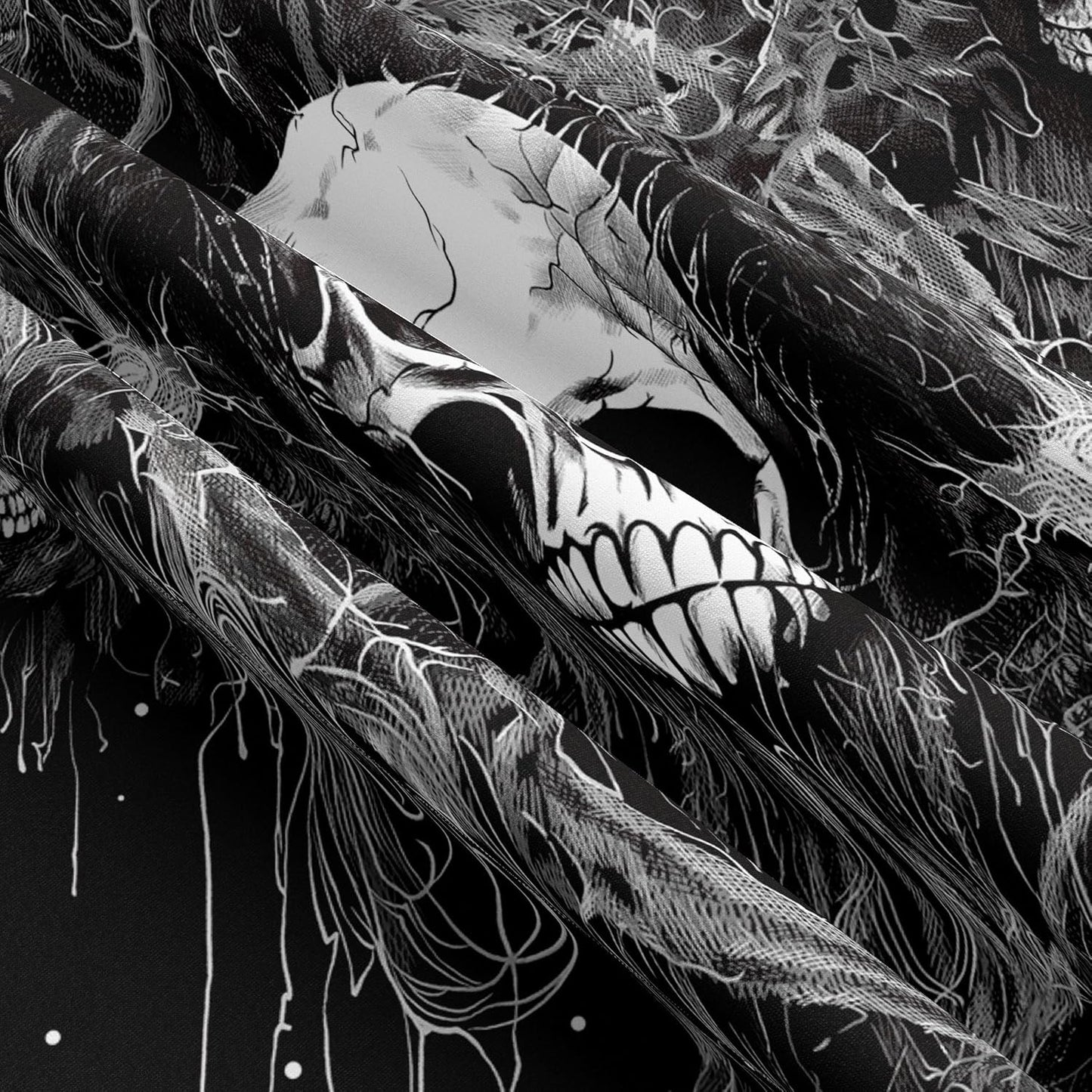 Tapzen Gothic Black and White Wall Tapestry - Dark Skeleton Horror Design - Aesthetic Cool for Bedroom, Living Room or Dorm (80 x 60 inches)