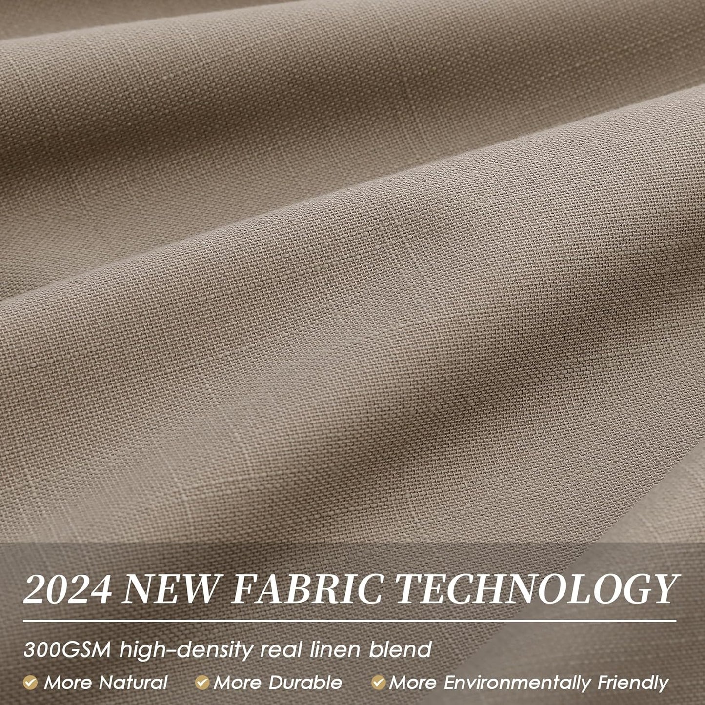 BOODII Blackout Curtains for Bedroom 80 Inch Length 2 Panels Set Room Darkening Linen Curtains Light Brown Black Out Curtain Neutral Thermal Insulated Living Room Nursery Drapes Back Tab 52x80