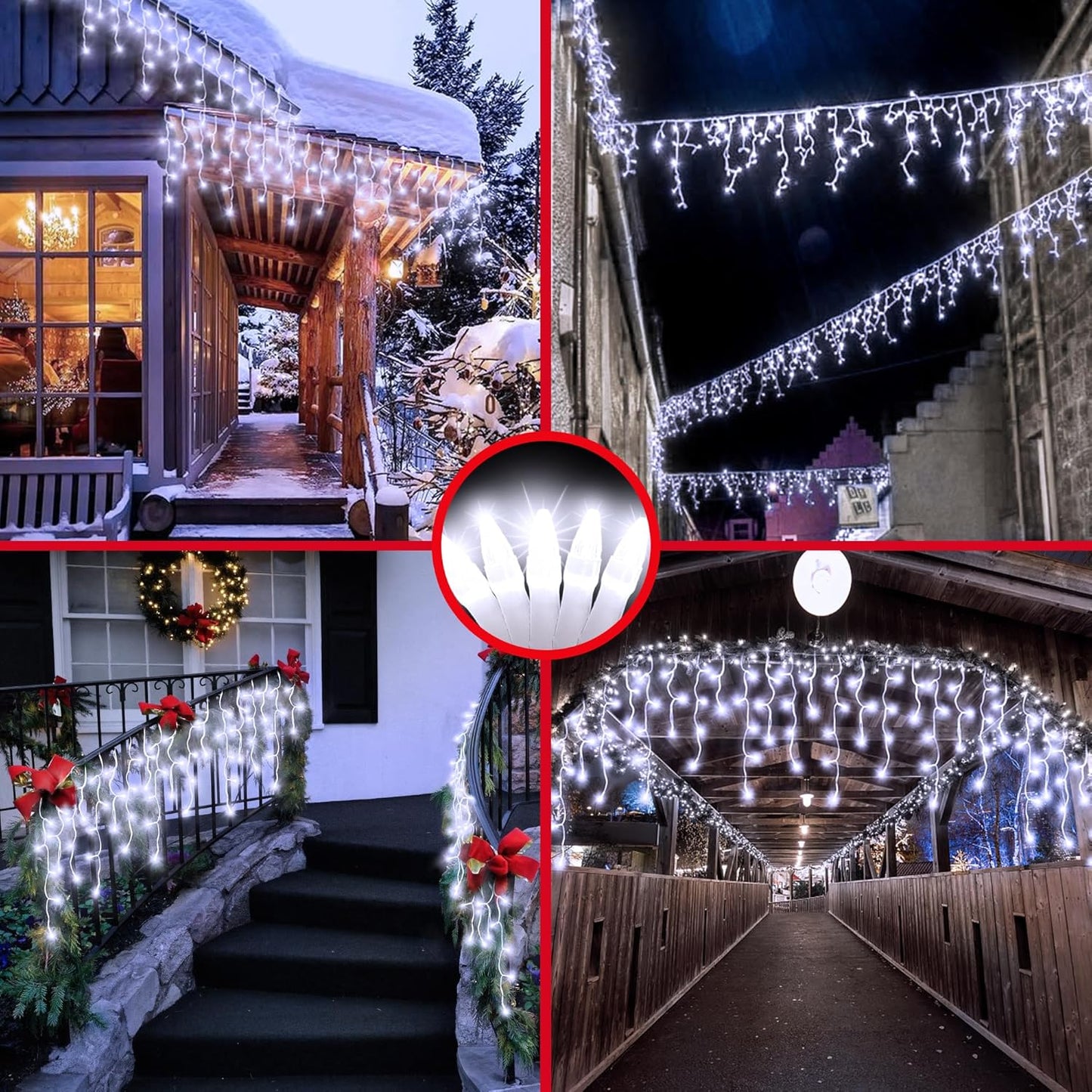 1296LED Christmas Lights with 288 Drops, 131ft 8 Modes Christmas String Lights Outdoor, Waterproof Christmas Decorations Fairy Lights with Timer Memory for Xmas Party Patio Fence Tree Cool White