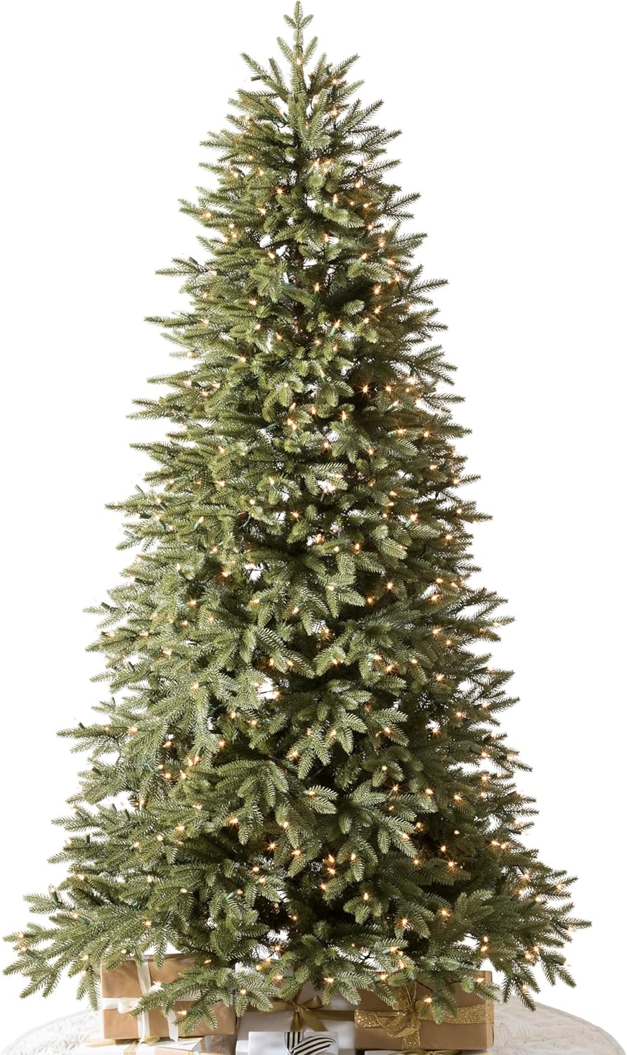 Balsam Hill 9ft Pre-Lit Stratford Spruce - Slim Artificial Christmas Tree with 1,000 Clear Incandescent Lights, True Needle Foliage, Easy Plug Technology & Premium Stand for Small Spaces