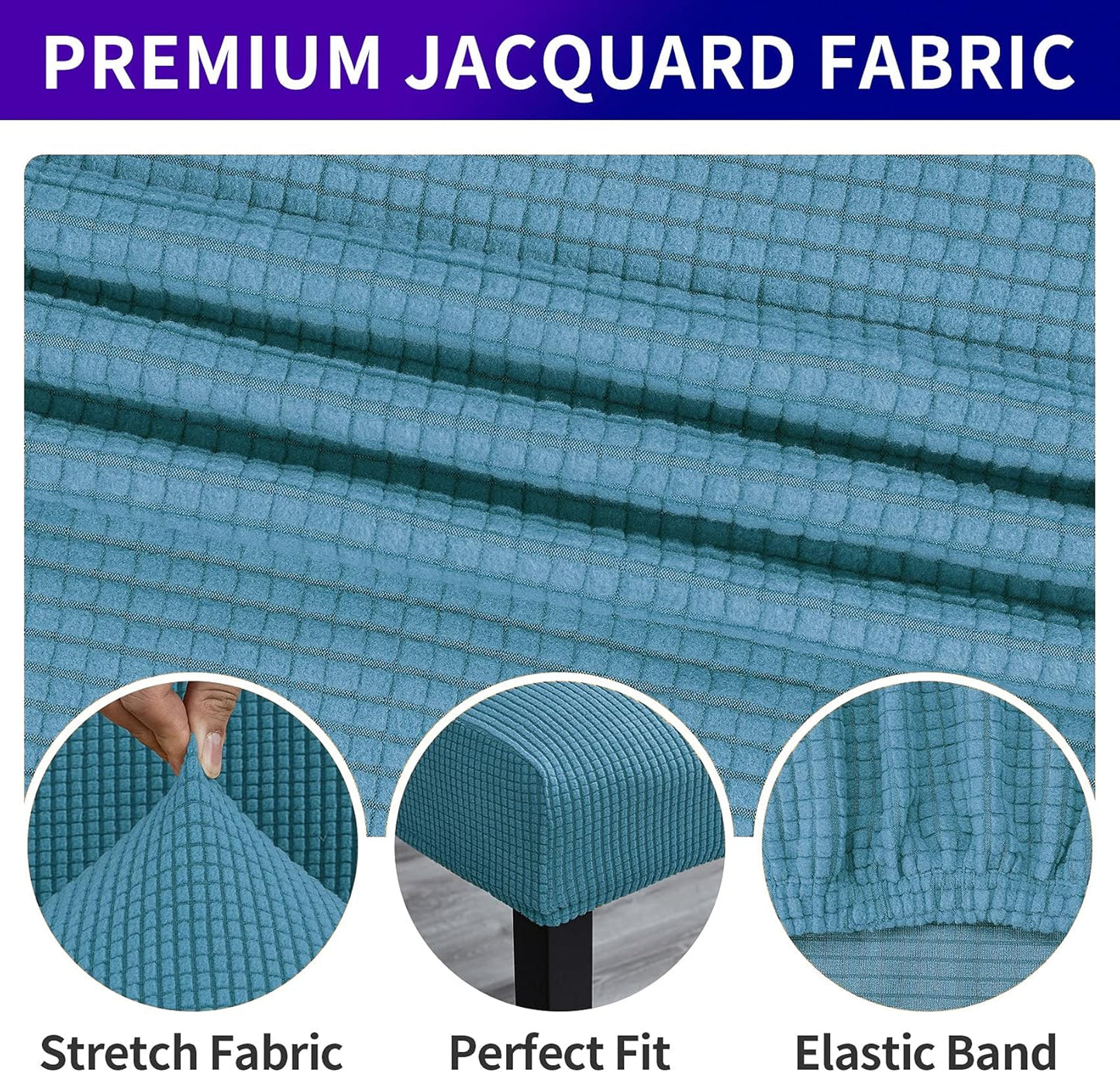 Howhic Stretch Chair Covers for Dining Room Set of 4, Removable Washable Dining Room Chair Covers, Dining Chair Slipcovers Seat Protector, Great Decoration for Home and Banquet (Dusty Blue, 4 Pack)