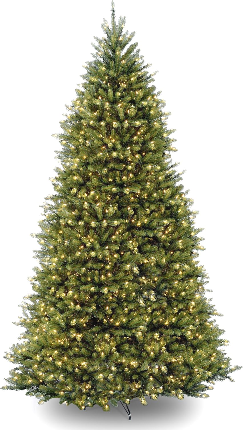 National Tree Company Pre-Lit Artificial Full Christmas Tree, Green, Dunhill Fir, Dual Color LED Lights, Includes PowerConnect and Stand, 10 Feet