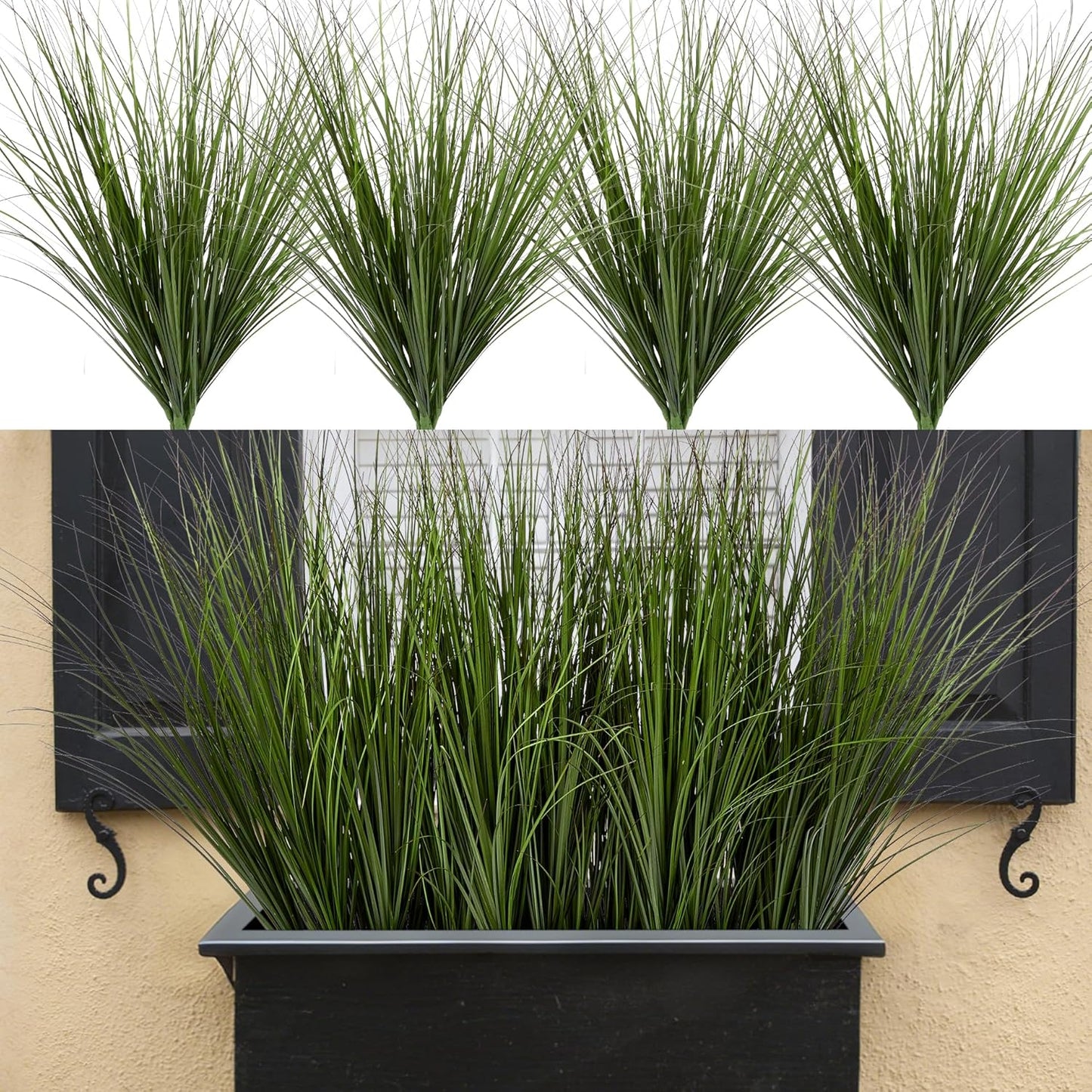 24PCS Fake Plants Artificial Wheat Grass Greenery Plastic Plants Fake Grass Artificial Plants for Outdoor Decor Artificial Grass Plant with Greenery Stems for Indoor Home Decoration 26.4"