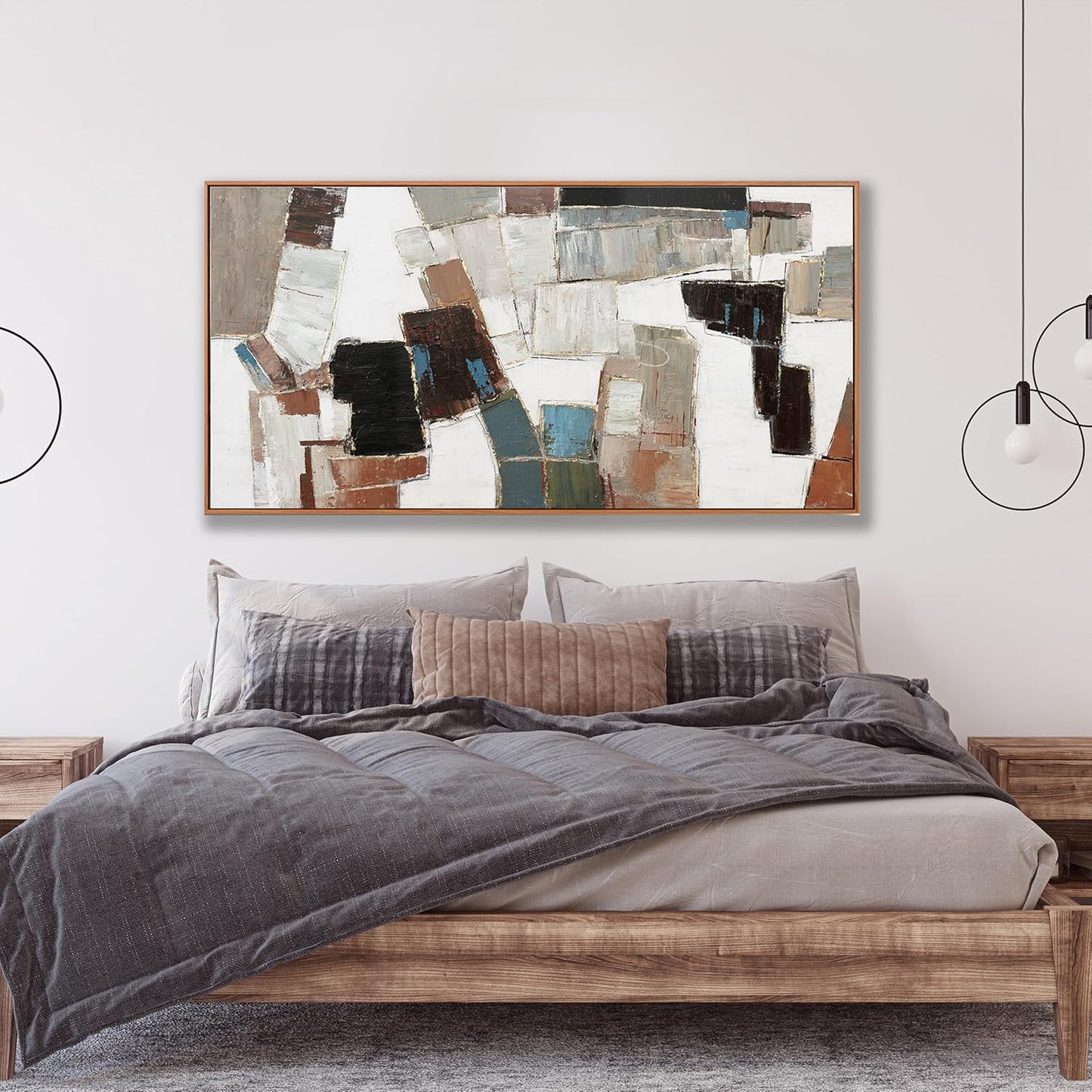 Canvas Wall Art Abstract Wall Decor Painting Minimalist Geometric Line Artwork With Framed For Bedroom Living Room Dining Room Home Office Abstract Modern Minimalism Wall Art 20"x40"