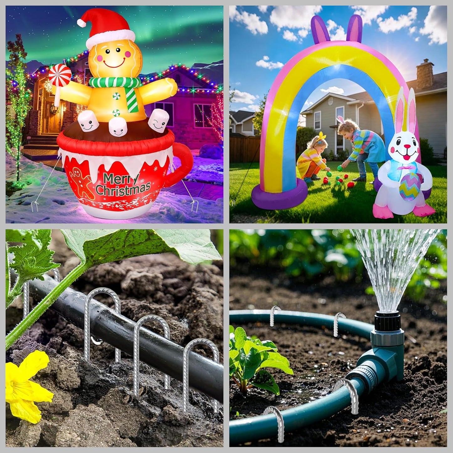 VVOKGO Rebar-Stakes-12-Inch J Hook Galvanized Tent Stakes Heavy Duty, 50-Pack Ground Chain Link Fence Anchors with Chisel Point End for Gazebo, Camping Tents, Outdoor Inflatables Decorations