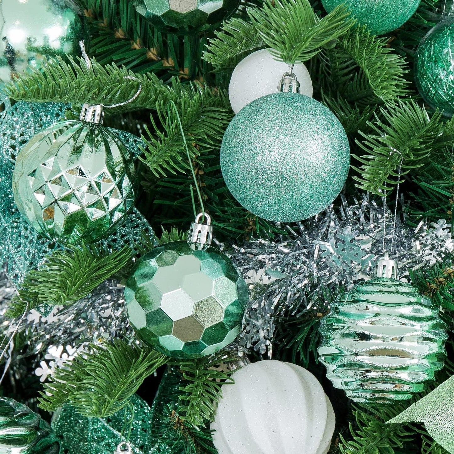 XmasExp Christmas Ball Ornaments (1.57", Mint Green) 24ct Christmas Ball Ornaments Shatterproof Xmas Tree Hanging Balls Decorations Perfect for Holiday Wedding Christmas Decor