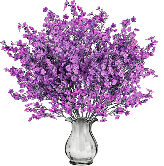 Sggvecsy 6 Pcs Babys Breath Artificial Flowers Gypsophila Bouquets Bulk Real Touch Fake Silk Flowers for Home Wedding DIY Floral Arrangement Kitchen Table Centerpiece Festival Decoration (Purple)
