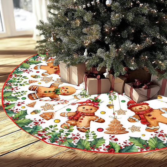 Baccessor Cute Gingerbread Man Christmas Tree Skirt 36 Inch, Merry Christmas Christmas Tree Skirt Collar for Winter Xmas Holiday Farmhouse Vintage Rustic Party Decoration