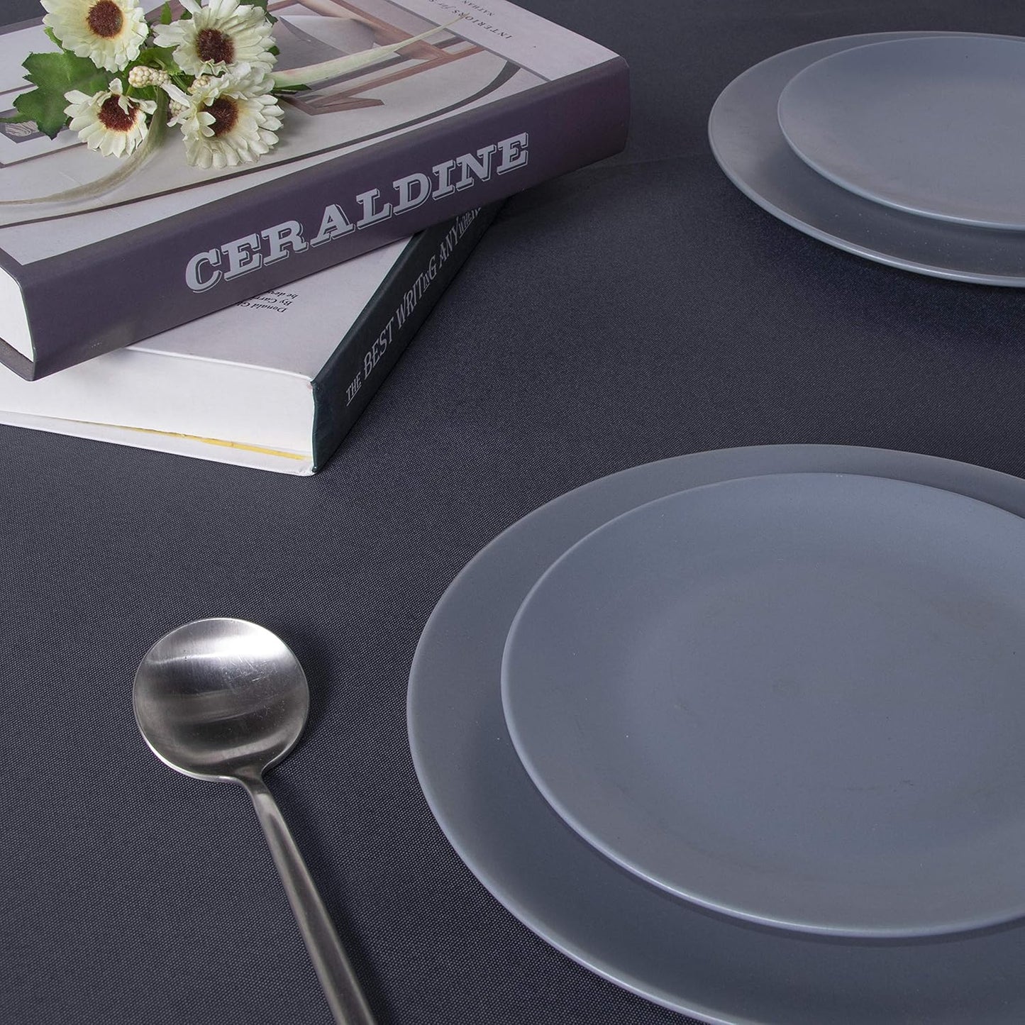 sancua Square Tablecloth - 70 x 70 Inch - Water Resistant Spill Proof Washable Polyester Table Cloth, Decorative Fabric Table Cover for Dining Tables, Buffet Parties and Camping, Grey