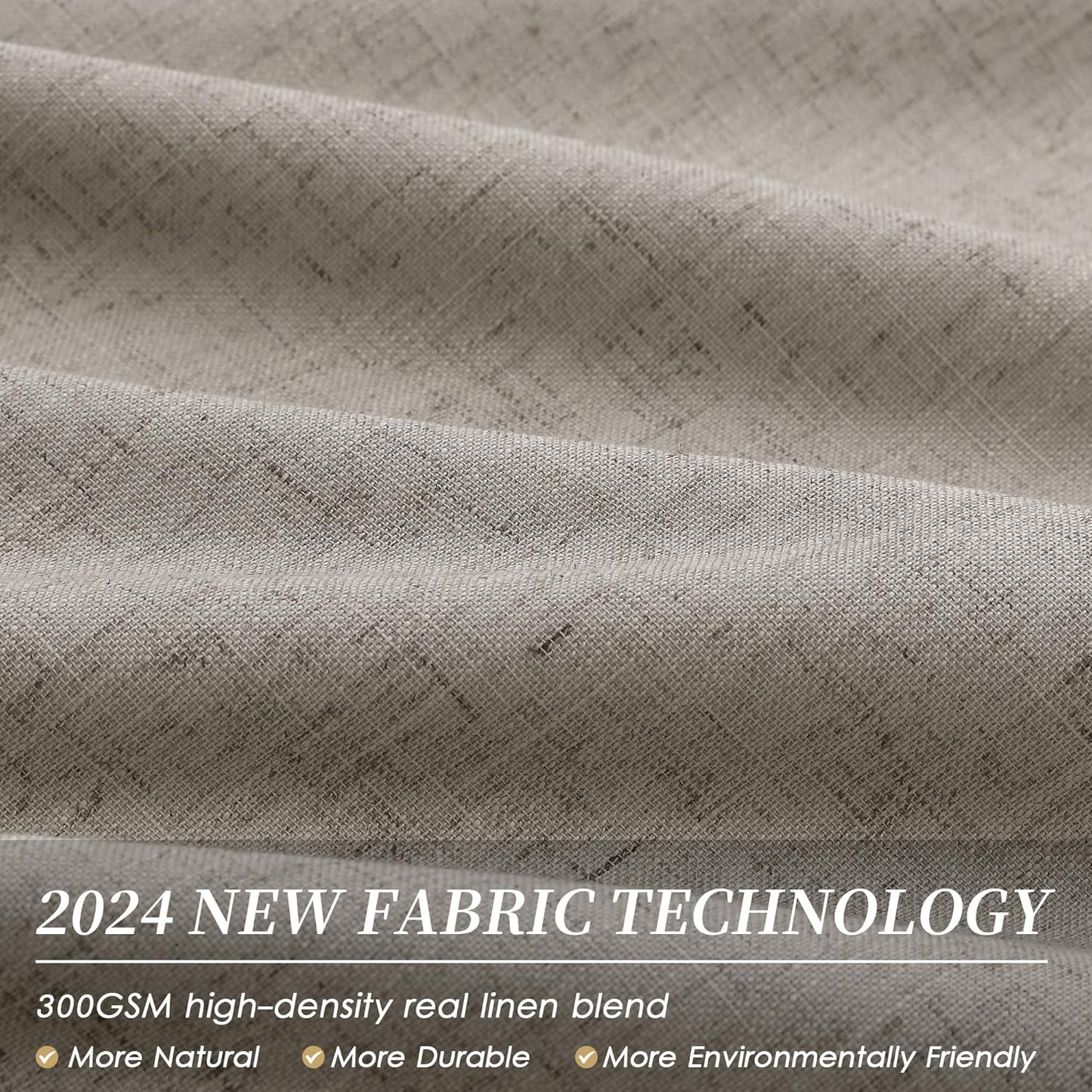 108 Inch Black Out Curtains 2 Panels Set Back Tab Thermal Insulated Natural Linen Textured Blackout Curtains Noise Reducing Dark Taupe Neutral Living Room Darkening Window Drapes Pleated 52x108