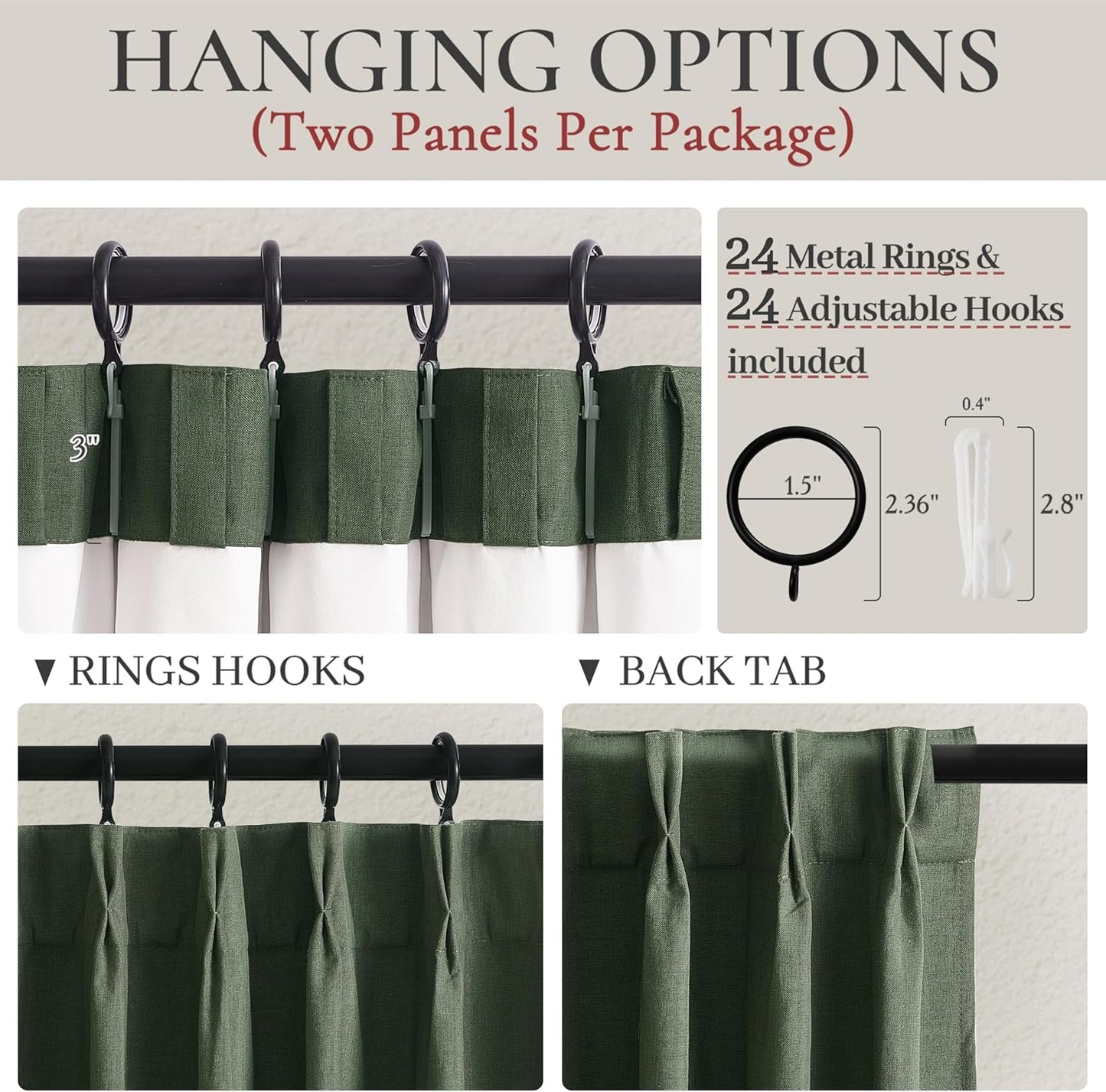 Pinch Pleated Blackout Curtains 70 Inches Extra Wide for Living Room, Sliding Glass Door Linen Blend Olive Green Viral Large Window Thick Heavy Duty Thermal Soundproof Drapes(70"Wx96"Lx2Panels Loden)