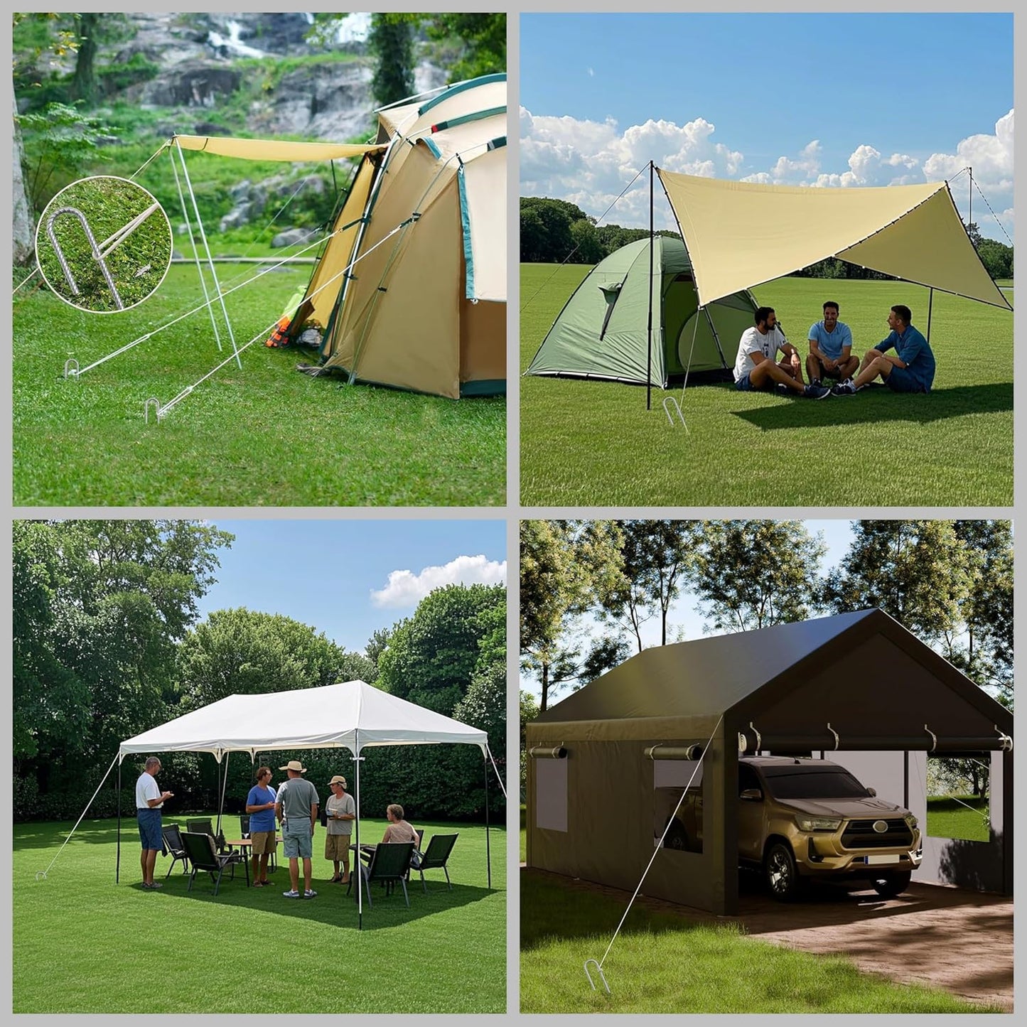 VVOKGO Rebar-Stakes-12-Inch J Hook Galvanized Tent Stakes Heavy Duty, 95-Pack Ground Chain Link Fence Anchors with Chisel Point End for Gazebo, Camping Tents, Outdoor Inflatables Decorations