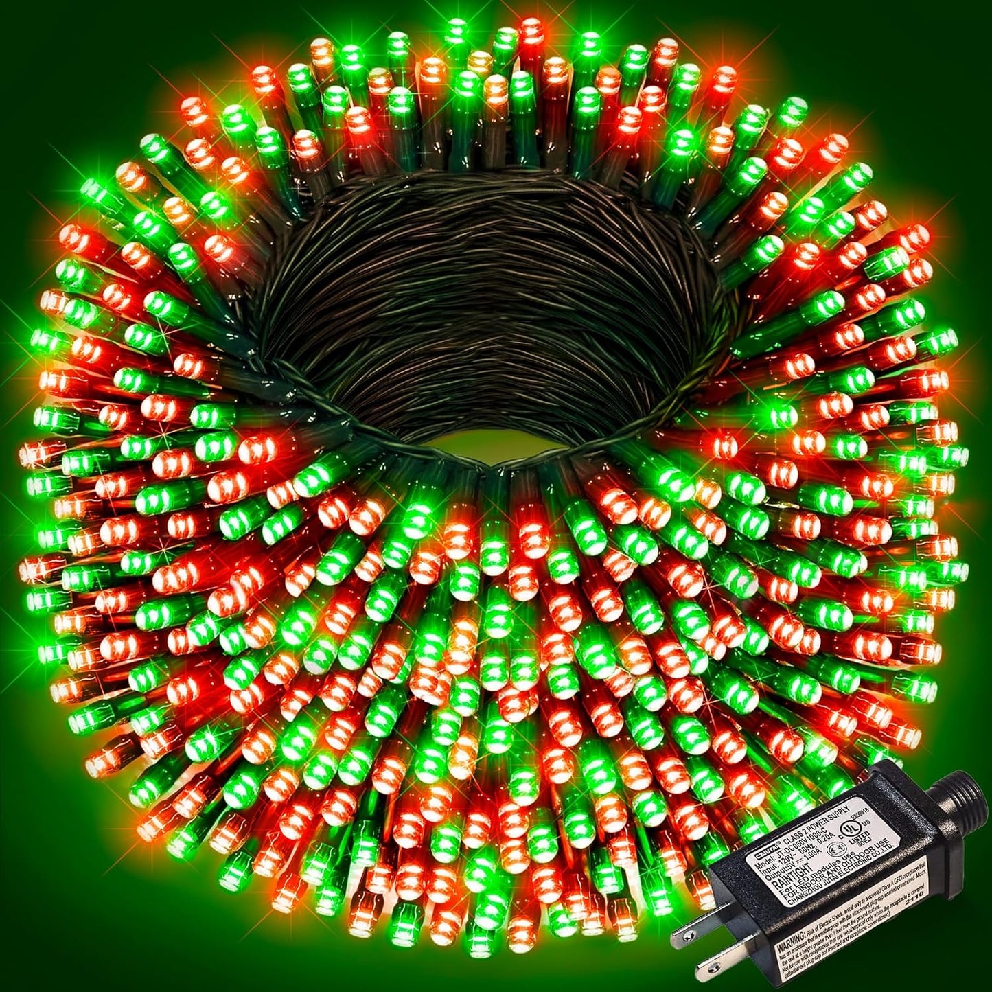 262FT 800 LED Christmas Lights, Plug in Christmas Tree Lights Outdoor with Timer and 8 Modes, Green Wire Waterproof String Light for Indoor House Yard Patio Wedding Decorations, Red Green