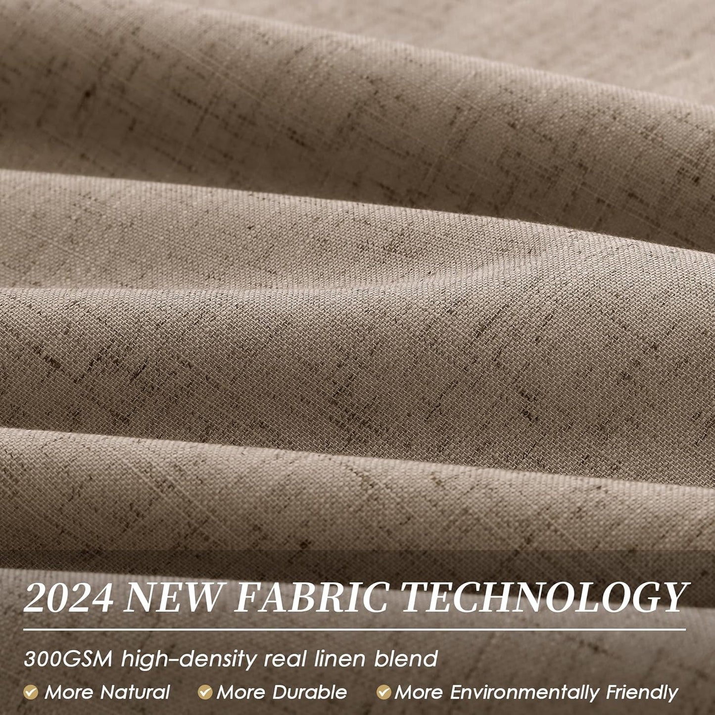 BOODII 63 Inch Blackout Curtains Linen Black Out Curtains for Bedroom 2 Panels Set Neutral Room Darkening Curtain Brown Thermal Insulated Curtain for Nursery Window Drapes Back Tab 52x63