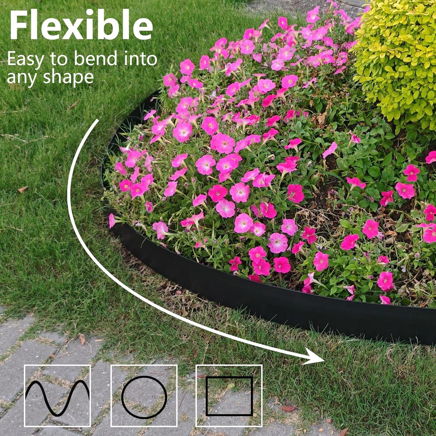4 Inch Tall 66FT Landscape Edging with 70Pcs Metal Spikes, Plastic Garden Edging Border Landscape Edging Lawn Edging for Landscaping, Flower Bed, Paver, Yard