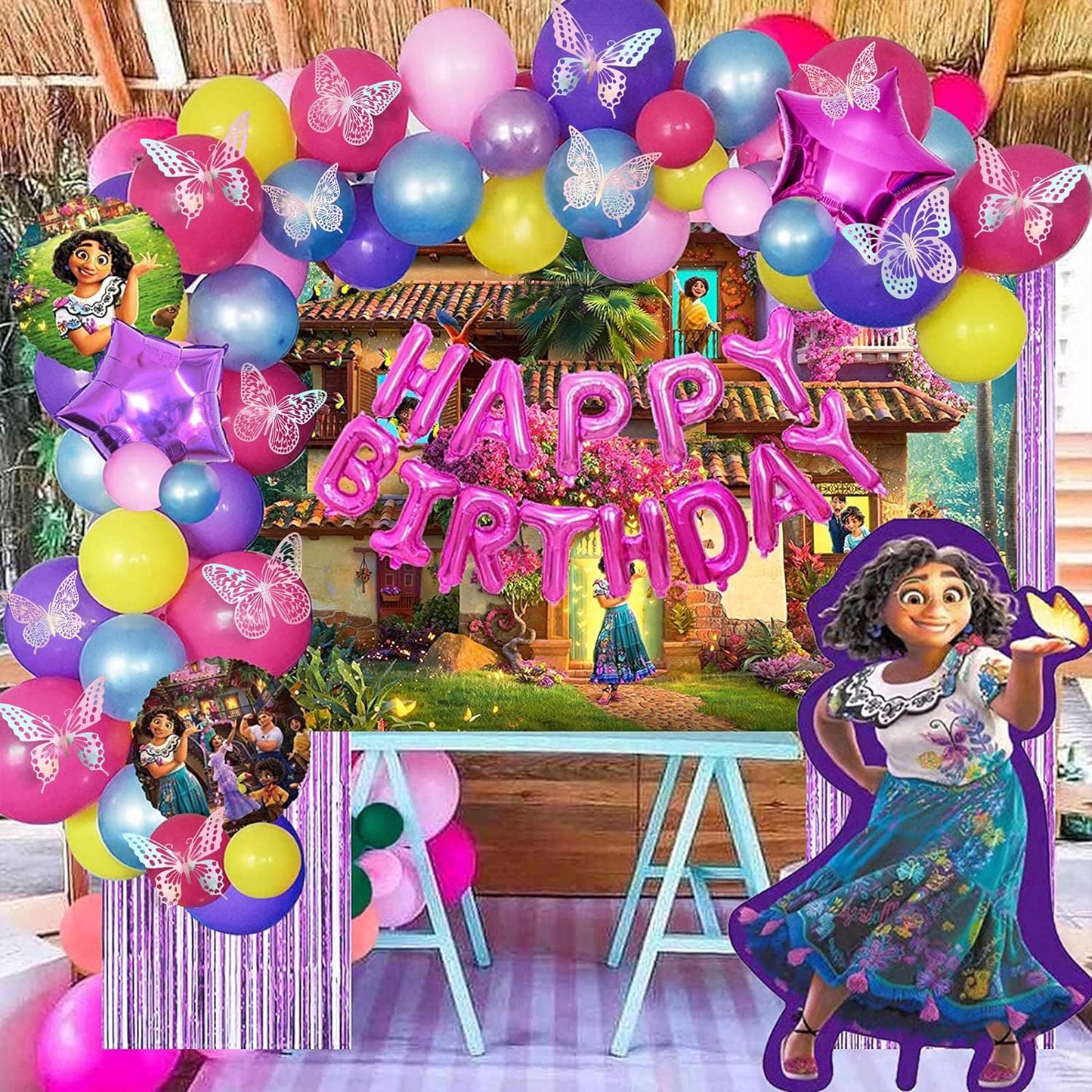 SAOROPEB 3D Wall Decor - 48 Pcs, 4 Styles, 3 Sizes - Laser Pink Butterfly Decorations for Birthday Parties, Removable Stickers