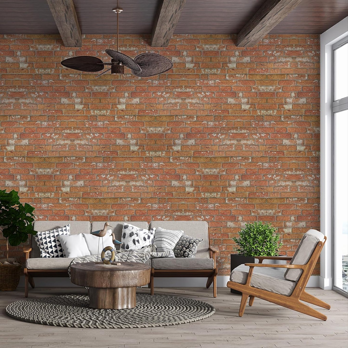 IZODEKOR 3D Wall Panels Brick Effect - Cladding, Stone Look, Styrofoam Facing for Living Room, Kitchen, Bathroom, Balcony, Bedroom and Back of Counter | Vintage Dream (3 Piece Panel) | Covers 16 sq ft