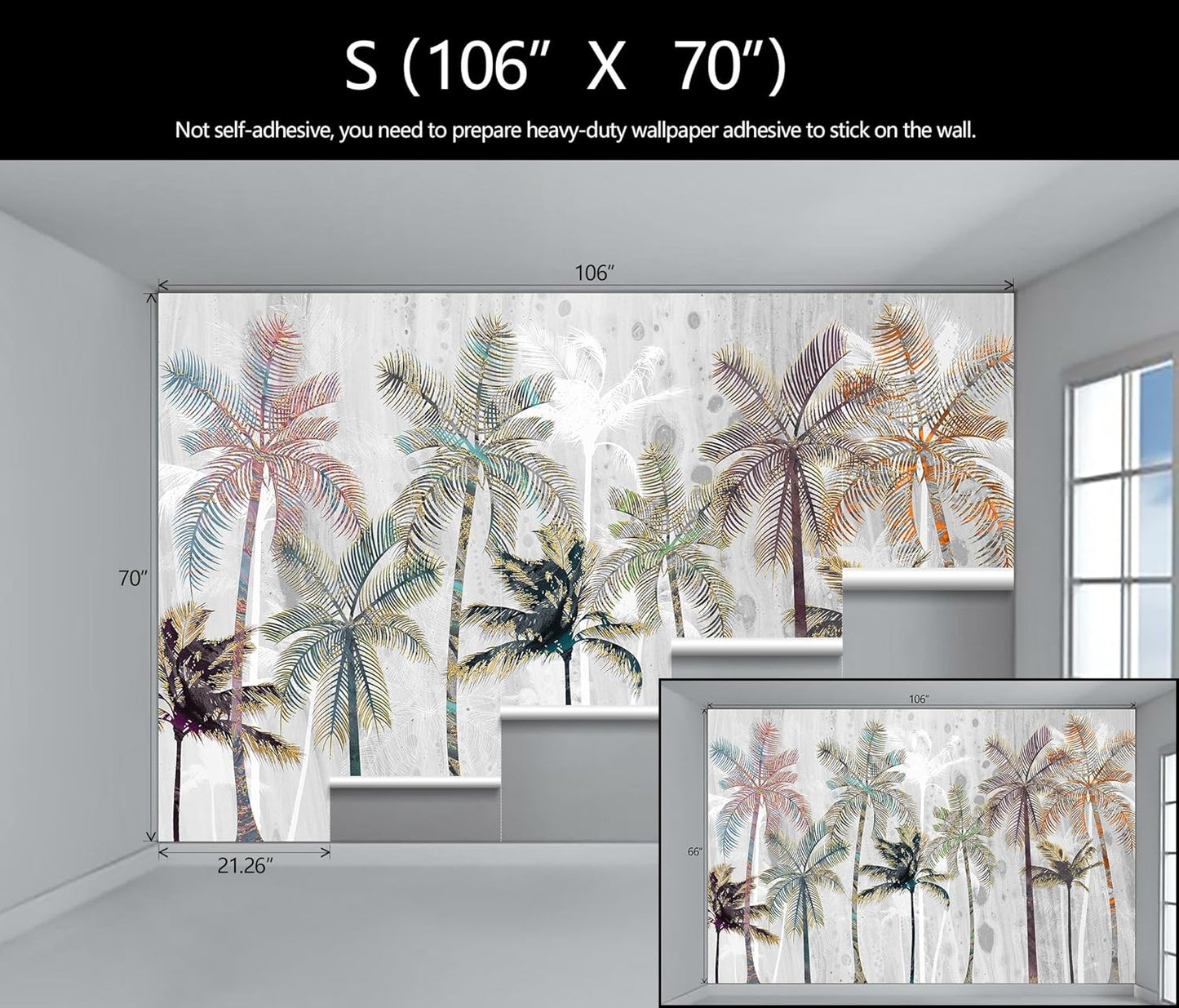 Hand Painted Coconut Tree Wallpaper Bedroom Tropical Plants Leaves Landscape Wall Mural Living Room (Not Peel and Stick)