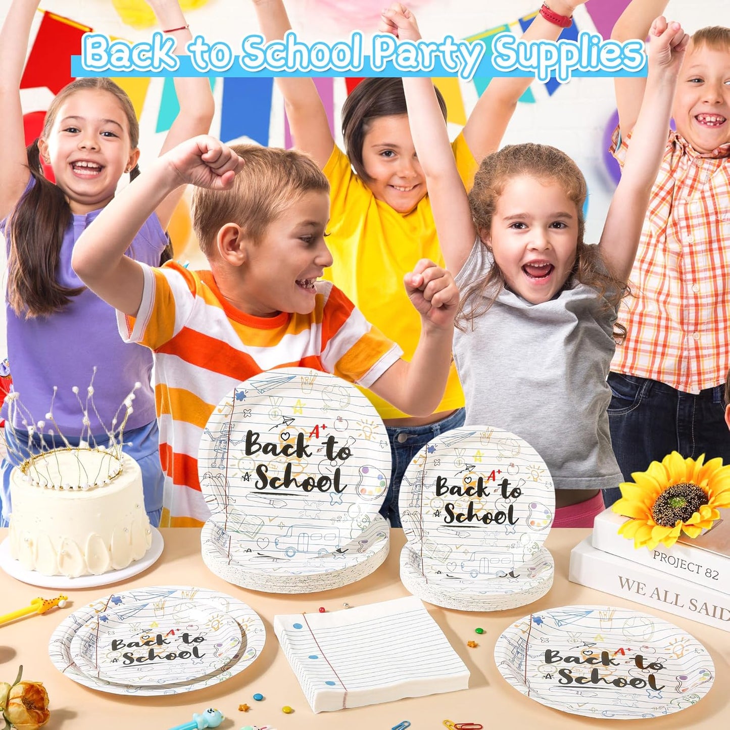 150Pcs Back to School Party Supplies Plates and Napkin Decor Back to School Themed Season Plates First Day of School Paper Plate Napkins Tableware for Schools, Families, Communities Party,Serves 50