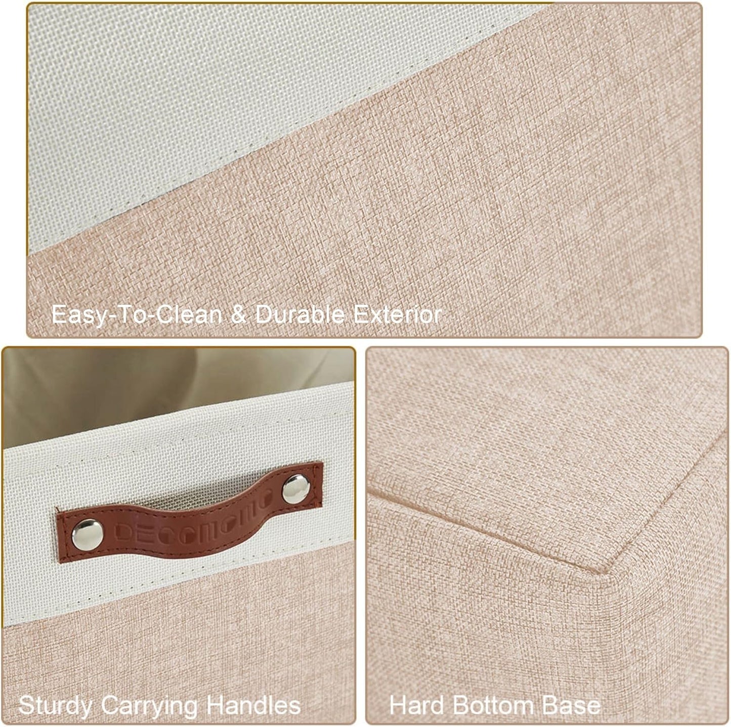 DECOMOMO Storage Bins Fabric Storage Baskets for Shelves, Linen Closet Organization Toys Nursery (Mixed Neutral, Large - 3 Pack)