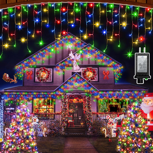 666 LED 66FT Christmas Lights with 148 Drops, 12 Modes Dimmable Multicolor Outdoor Hanging Lights with Timer Memory, Waterproof Curtain Lights for Home Bedroom Indoor Tree Window Roof Fence Wedding