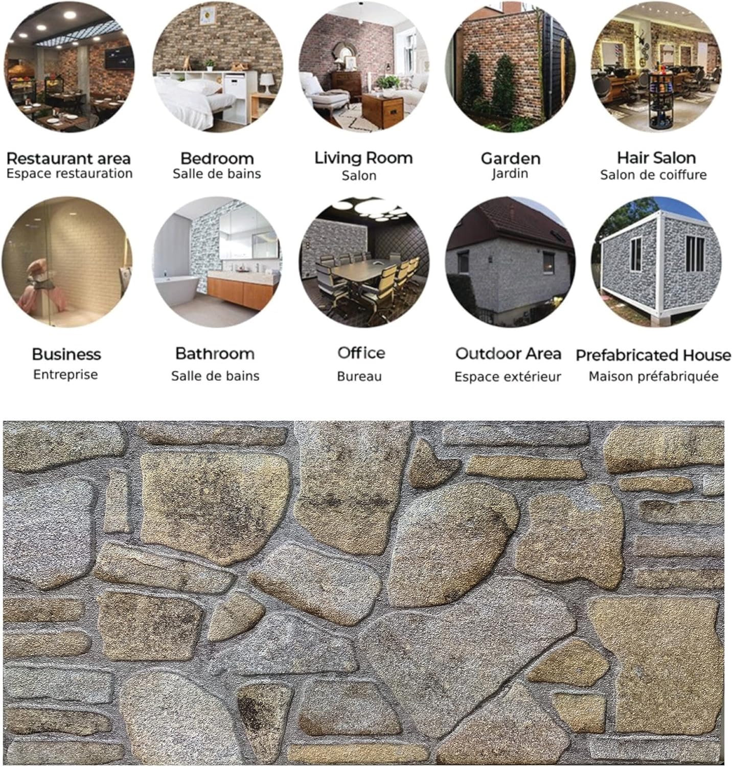 Dundee Deco 3D Wall Panels - Cladding Gold Lilac Stone Look Wall Paneling, Styrofoam Facing for Interior and Exterior Applications, DIY, Sample, Size 10 x 10 in.