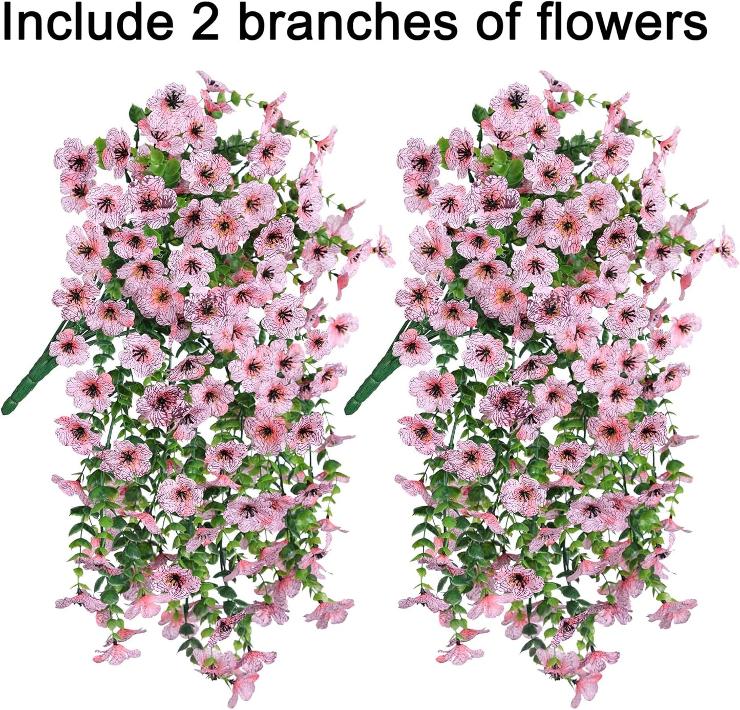 Artificial Faux Outdoor Outside Flowers Plants, 2 PCS Fake Silk UV Resistant Look Real Pink Daisy Trailing Vines for Front Door Porch Planter Urn Patio Balcony Decoration