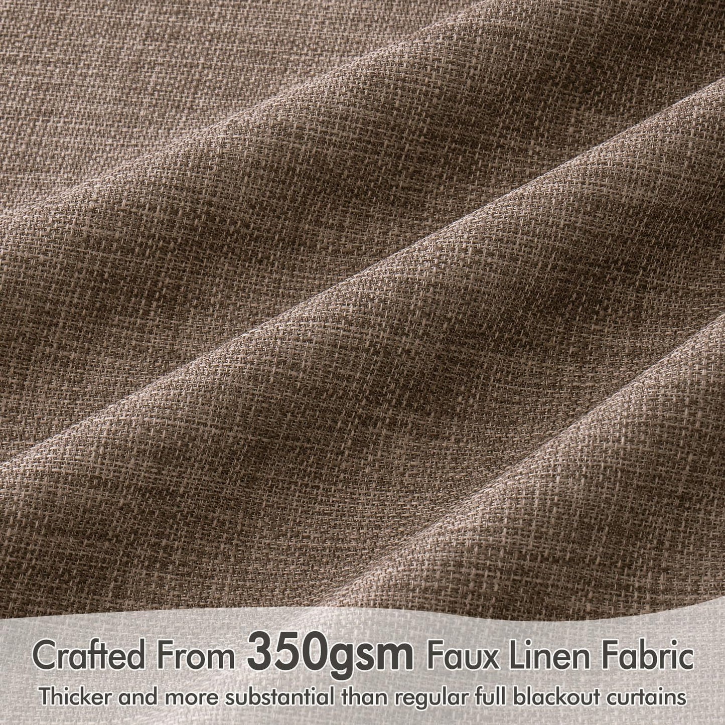 MIULEE 100% Blackout Curtains 84 Inch Long 2 Panels Set for Bedroom, Thick Faux Linen Black Out Curtain Room Darkening Back Tab Pleat Window Textured Drapes with Hooks for Living Room, Dutch Cocoa