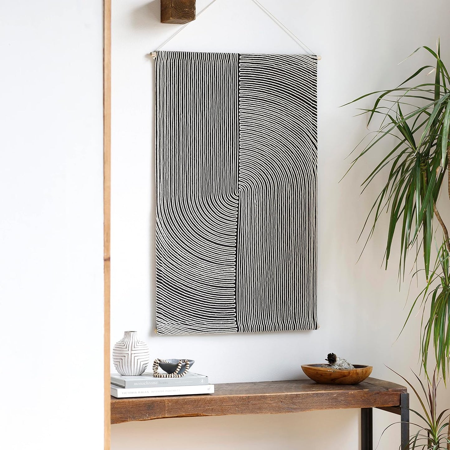 Mark&Day Wall Art, Gerlos Modern Farmhouse Black Macrame Tapestry Wall Hanging for Living Room, Bedroom, Office or Kitchen (36"H x 24"W)