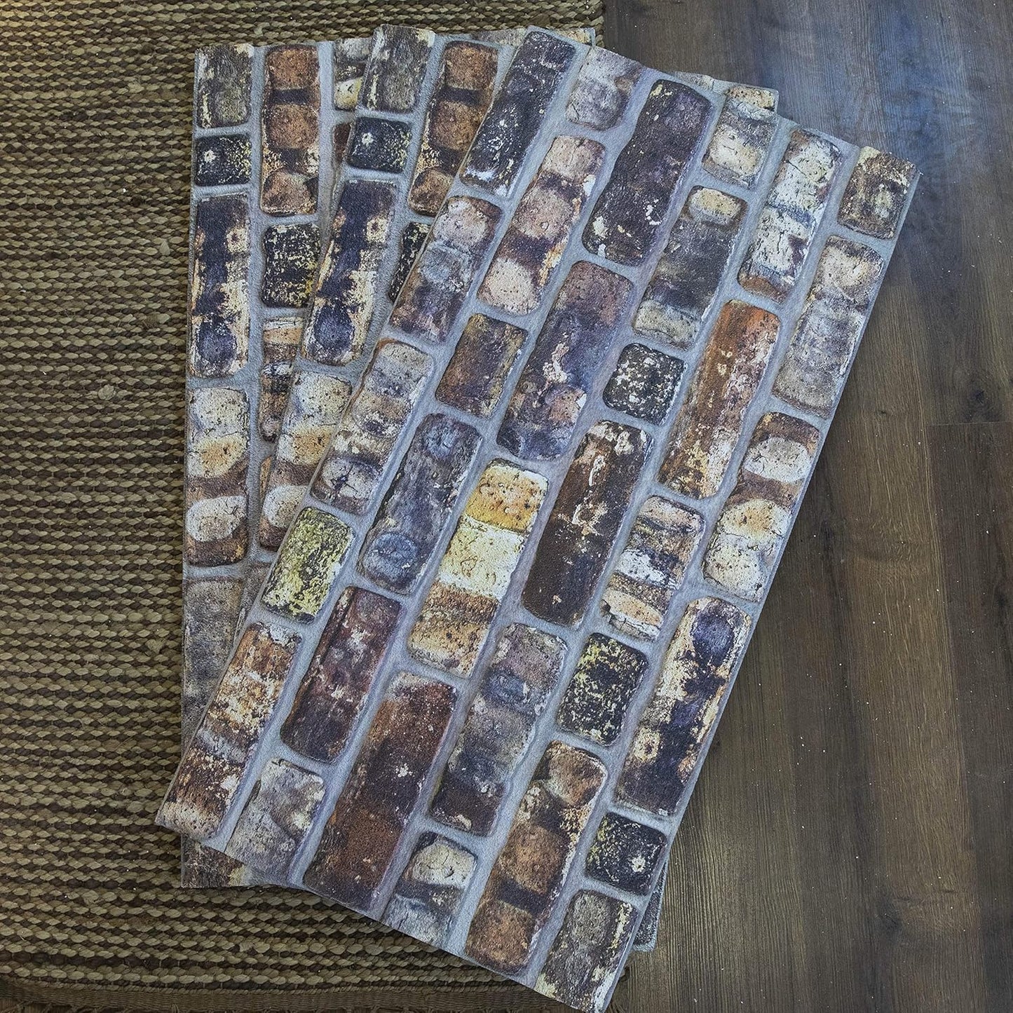 Dundee Deco 3D Wall Panels Faux Brick - Cladding, Multicolored Stone Look Wall Paneling, Styrofoam Facing for Living Room, Kitchen, Bathroom, Balcony, Bedroom, Sample, Size 10 x 10 in.