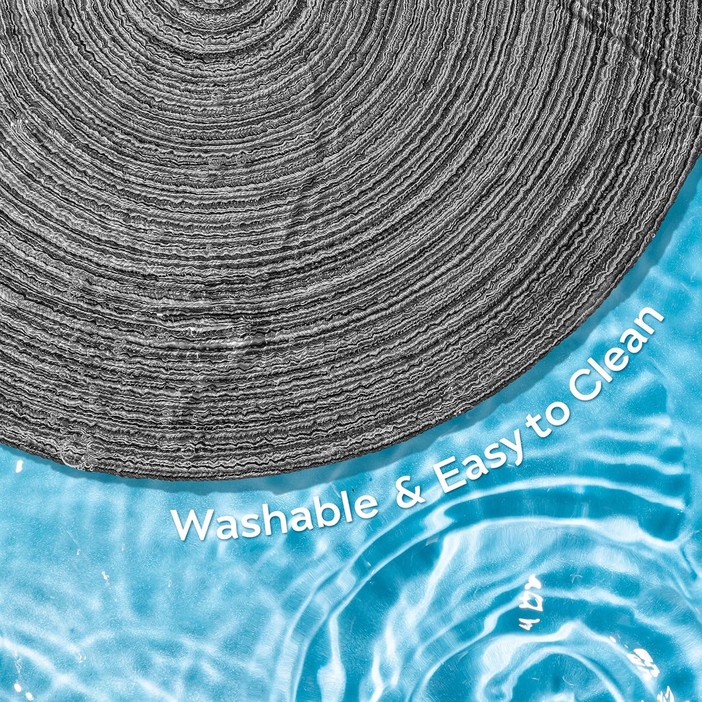 Leetaltree Round Placemats Heat and Slip Resistant Cotton Table Mats, Washable Bohemian Placemats for Dining Tables (Charcoal, Set of 4)